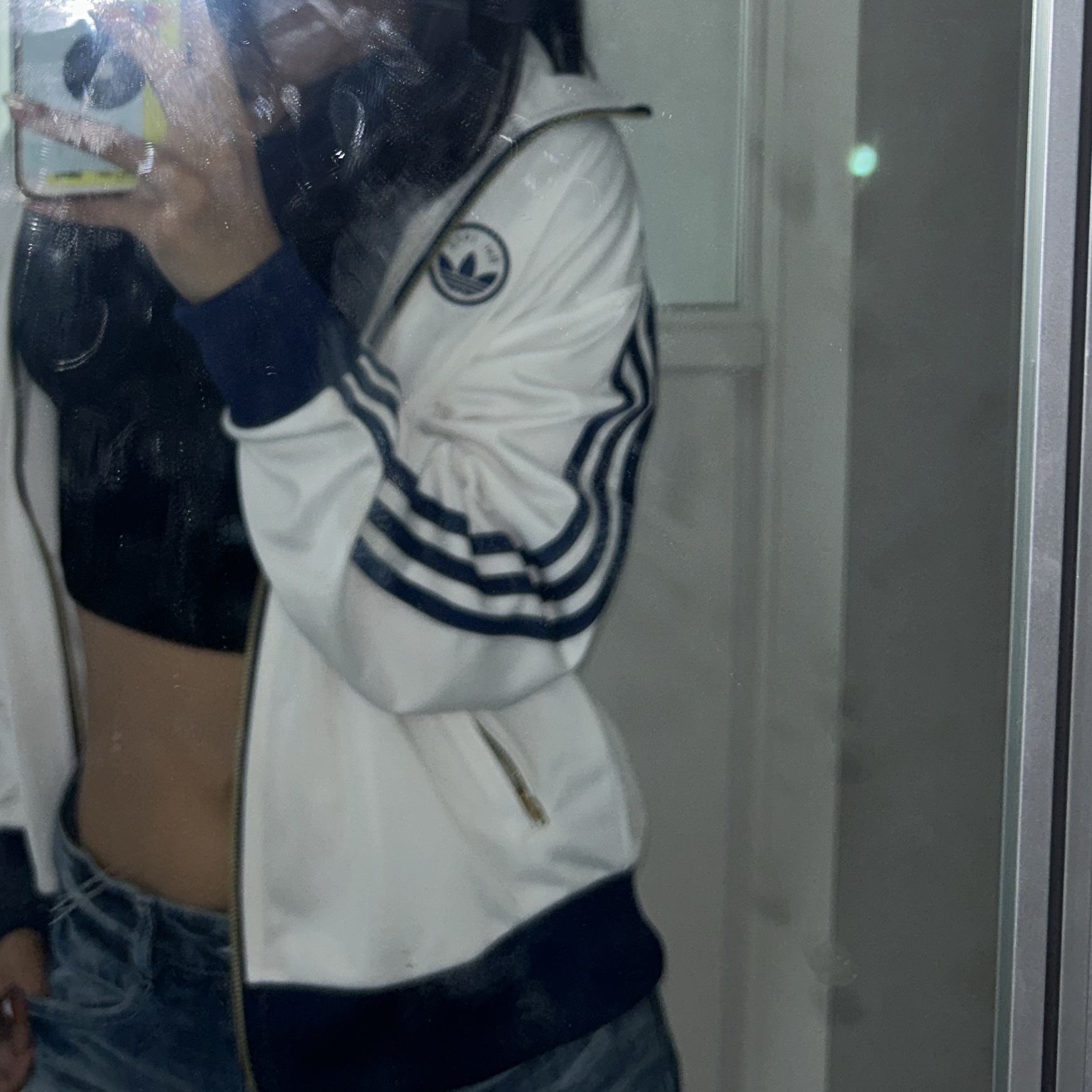 (W) Adidas Firebird Badge Track Top Cloud White - KR Sizing 착용 스타일 - 2
