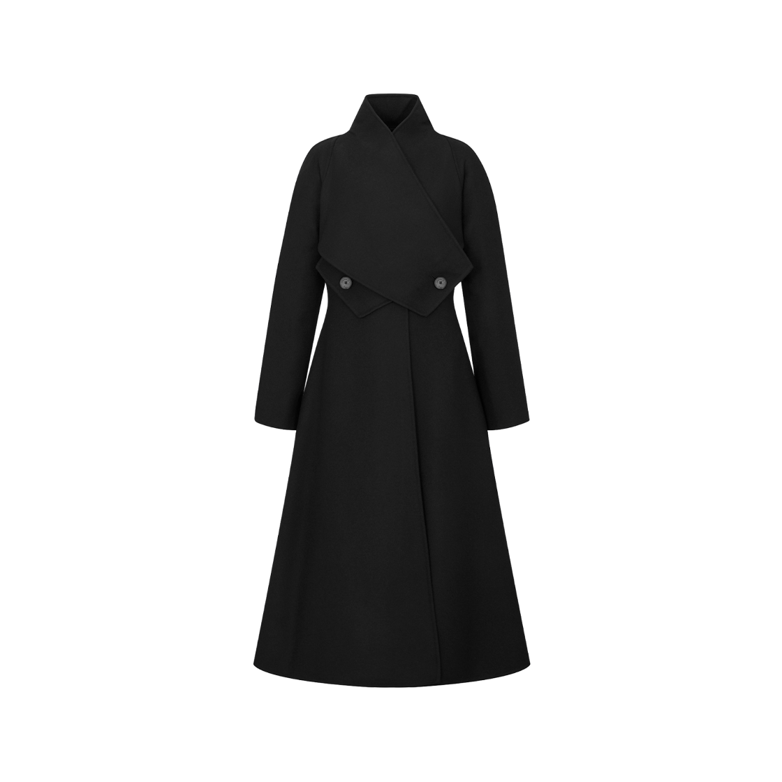 (W) Dior Coat With Criss Cross Collar Black Double Sided Technical Wool Felt 상세 이미지 1