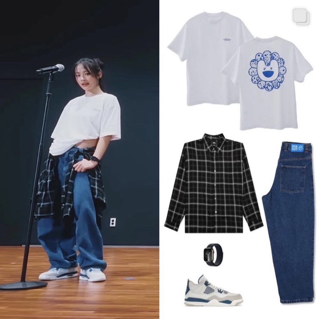 NewJeans x Murakami T-Shirt White 착용 스타일