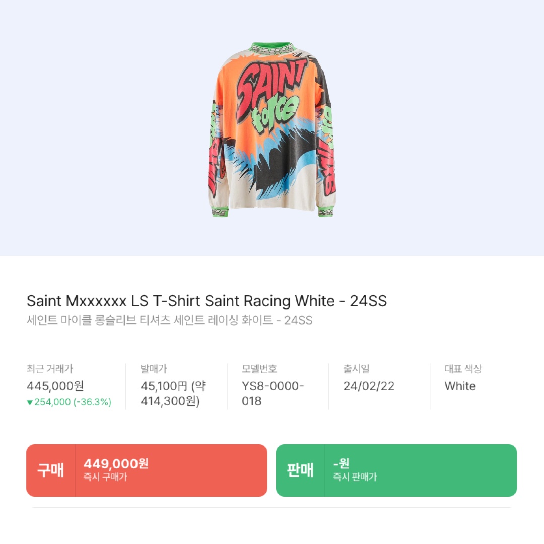 Saint Mxxxxxx LS T-Shirt Saint Racing White - 24SS 착용 스타일 - 2