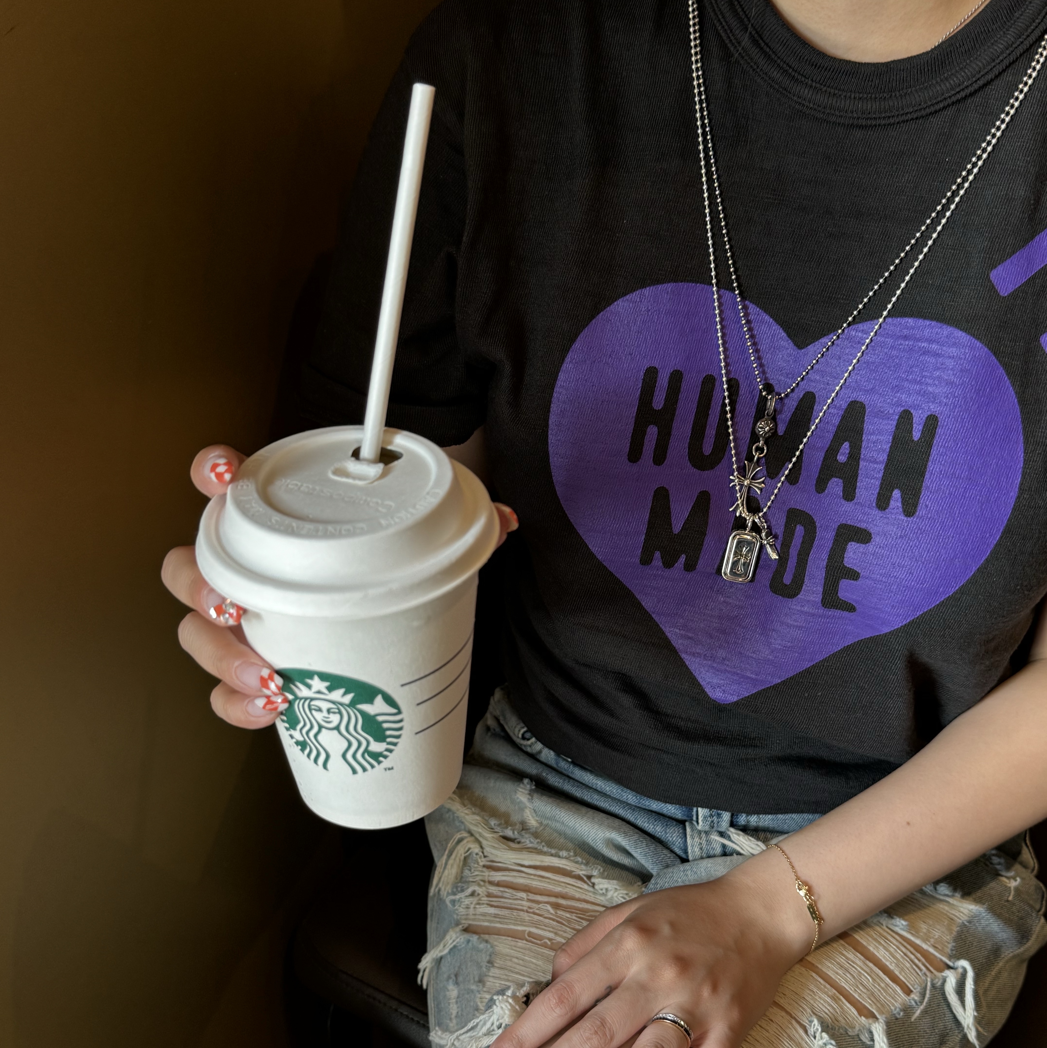 Human Made Heart T-Shirt Black - Fukuoka Store Exclusive 착용 스타일 - 2