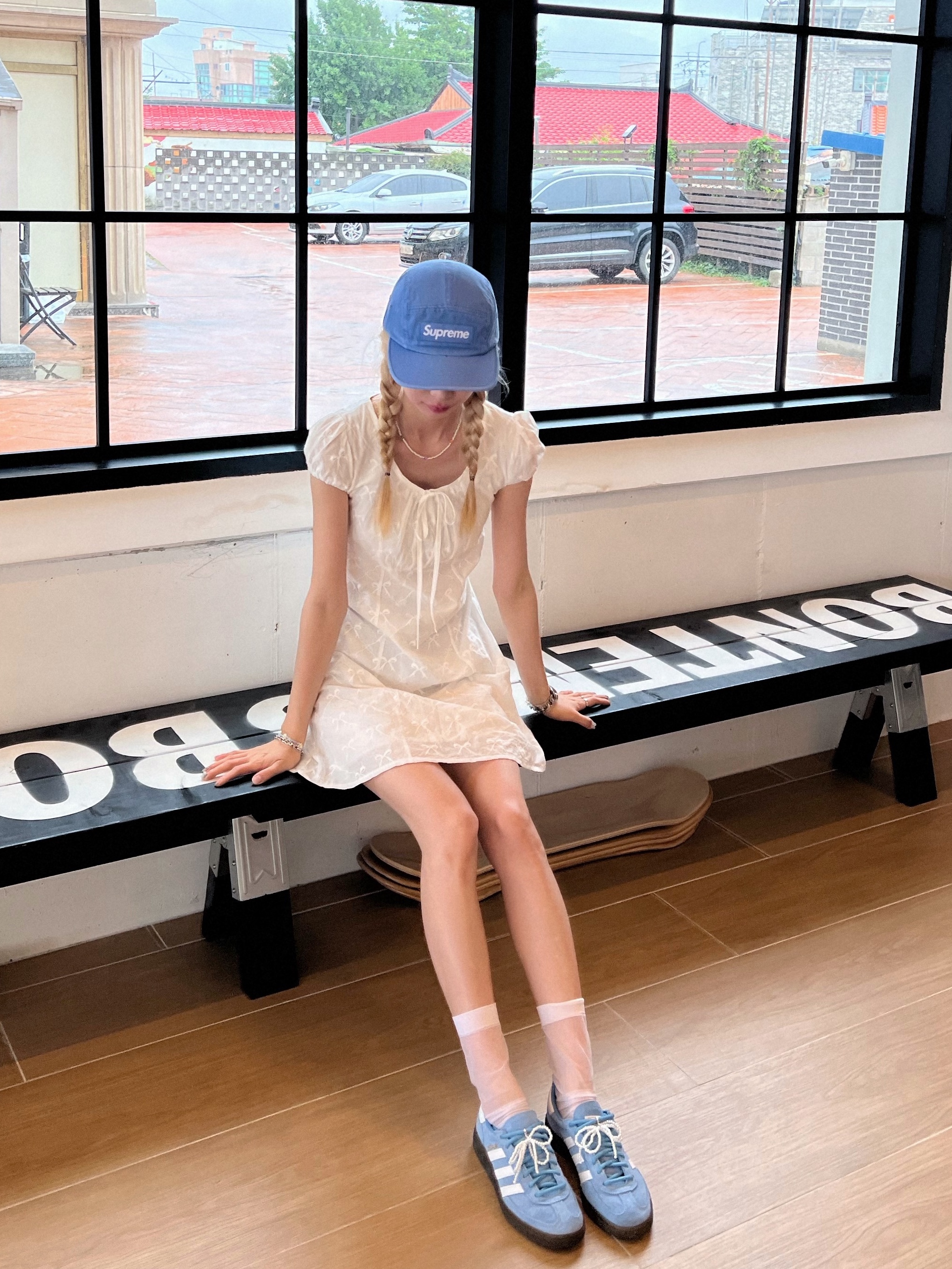 Supreme Washed Chino Twill Camp Cap Light Royal - 24SS, Adidas Spezial Handball Light Blue 착용 스타일 - 1