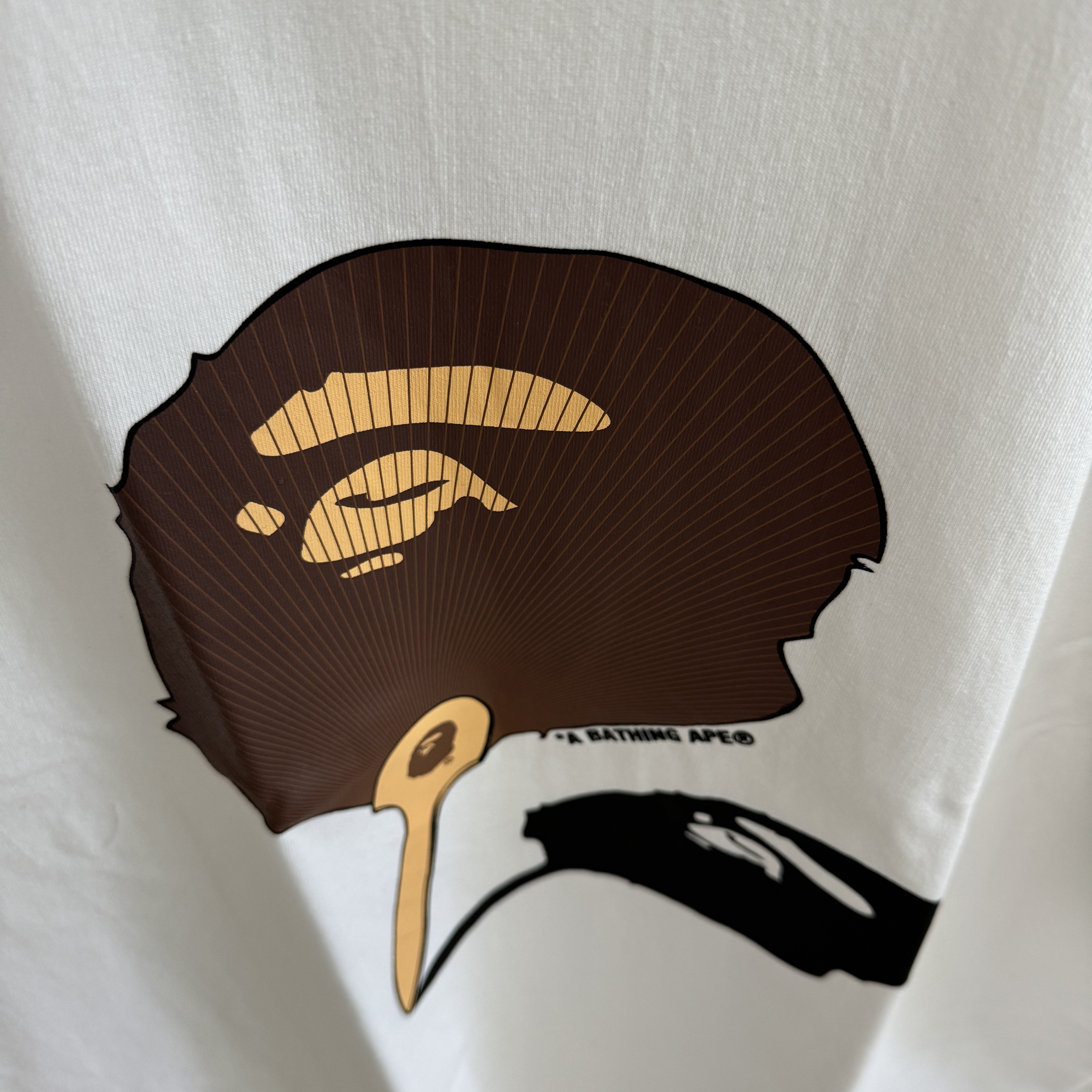 BAPE Japanese Fan Ape Head T-Shirt White 착용 스타일 - 2