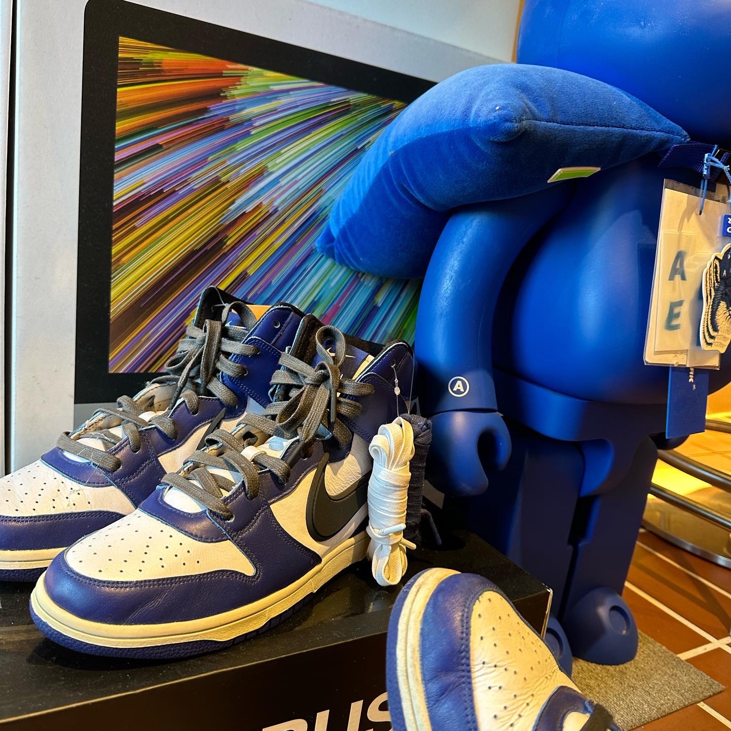 Nike x Ambush Dunk High Deep Royal Blue, Zara Utility Cargo Jeans Black 착용 스타일 - 2