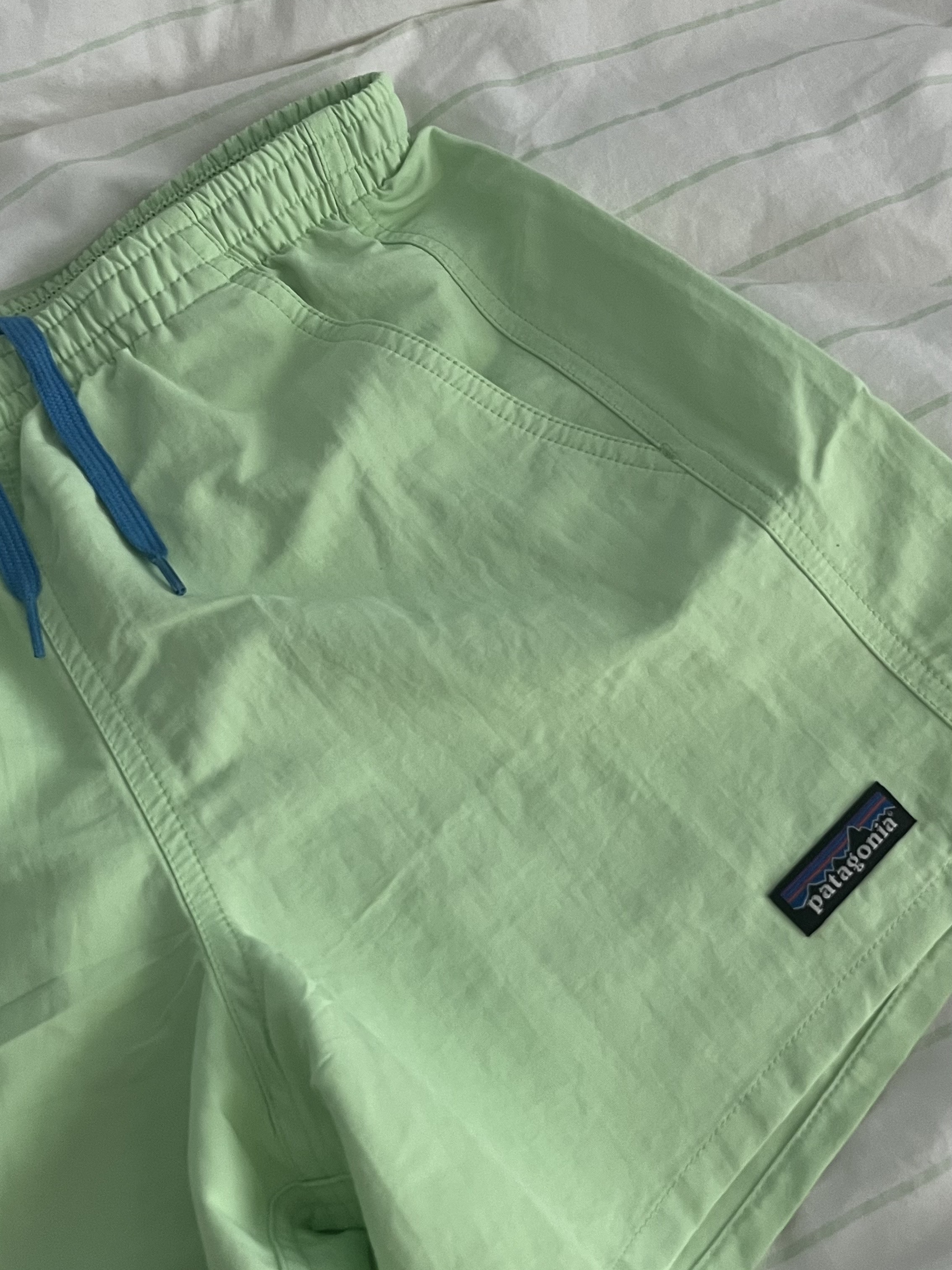 (W) Patagonia Baggies Shorts 5 Inch Salamander Green 착용 스타일 - 2
