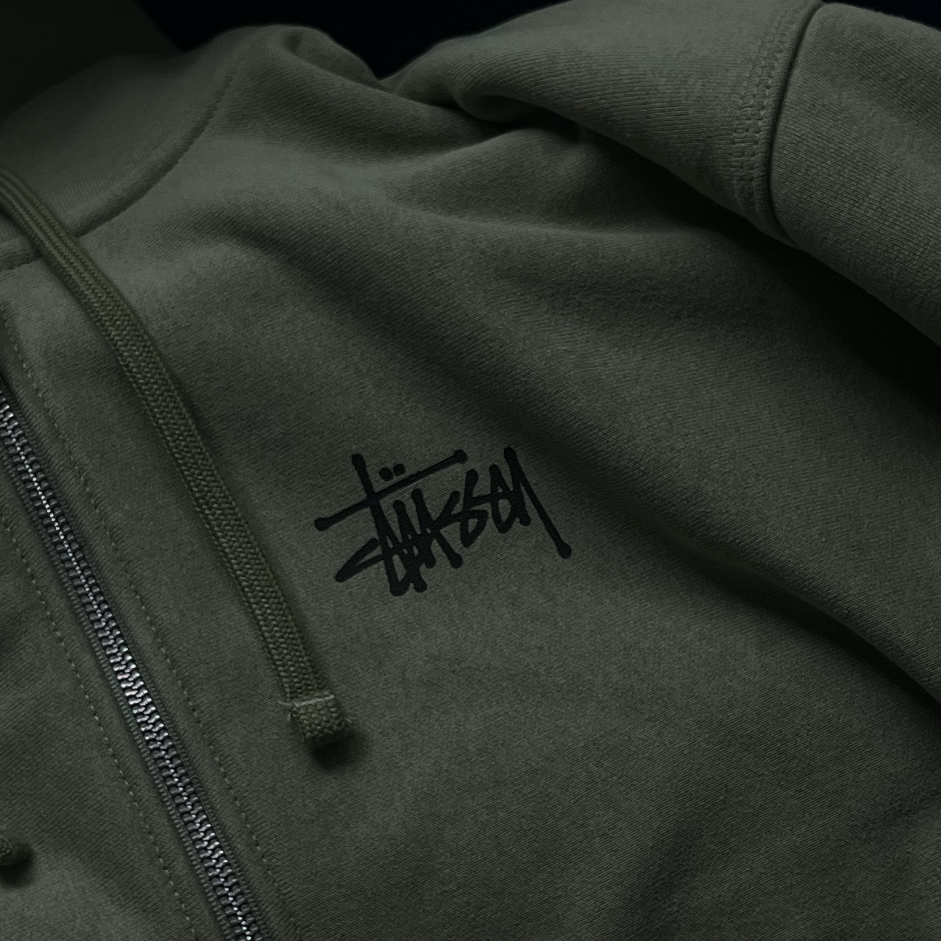 Stussy Basic Stussy Zip Hoodie Moss 2023 착용 스타일