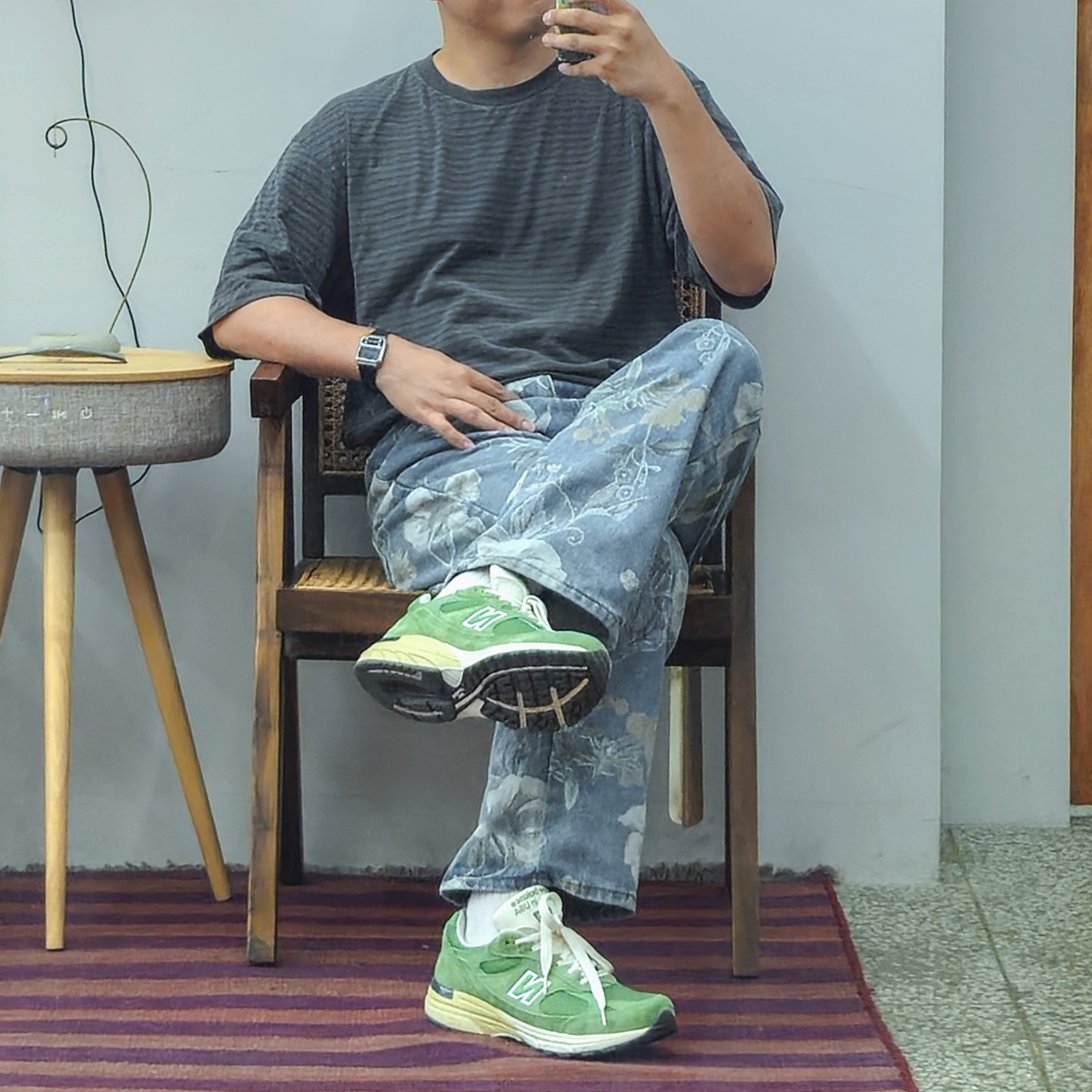 New Balance 993 Made in USA Chive Sea Salt 착용 스타일 - 4