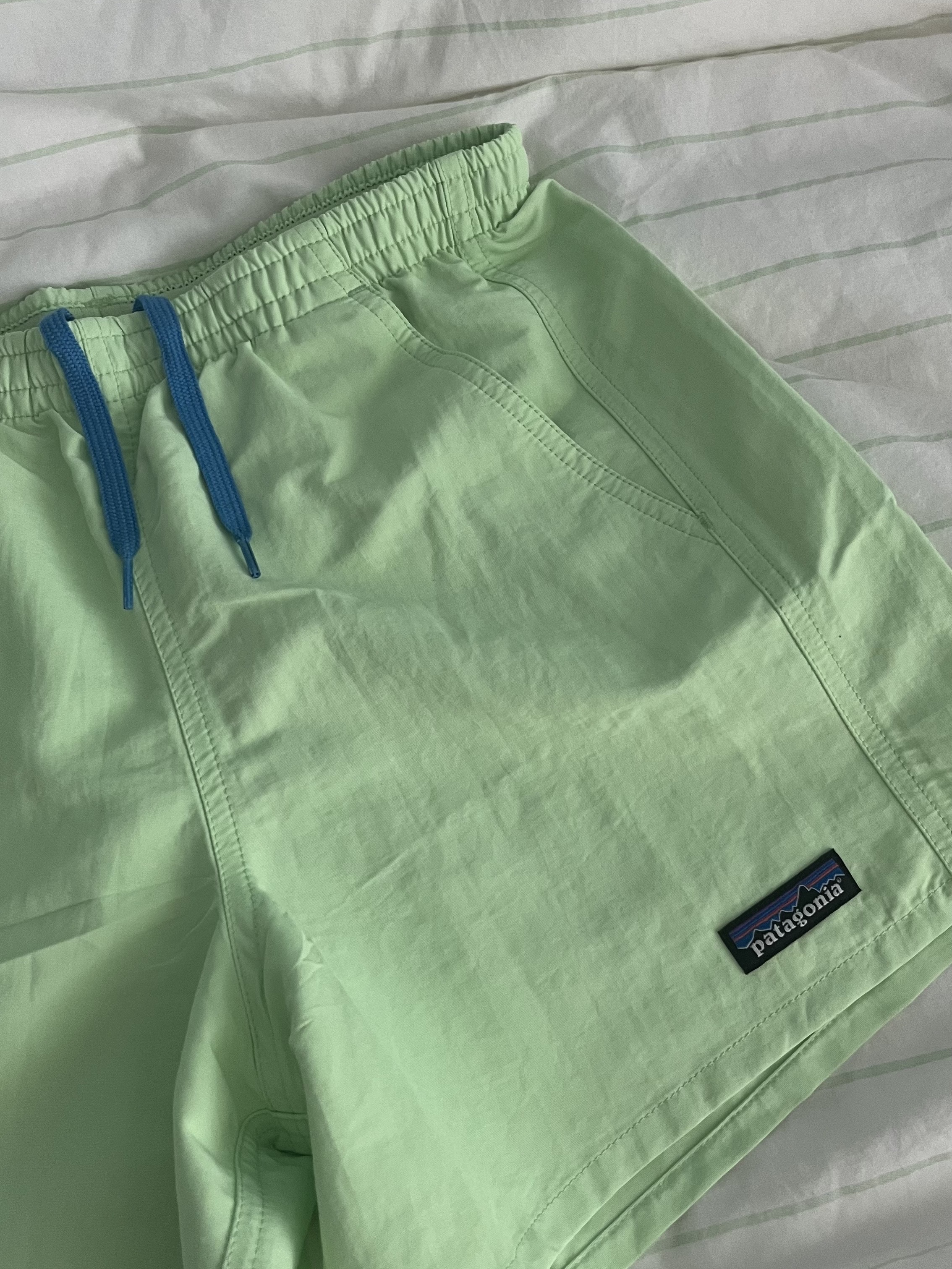 (W) Patagonia Baggies Shorts 5 Inch Salamander Green 착용 스타일 - 1
