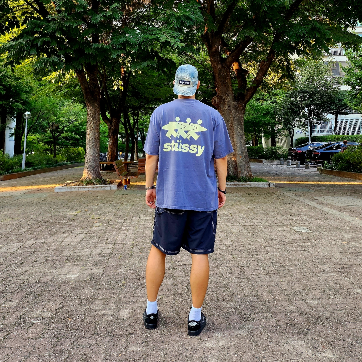 Stussy Surfwalk Pigment Dyed T-Shirt Indigo, Supreme Nylon Painter Short Black - 24SS 착용 스타일 - 2
