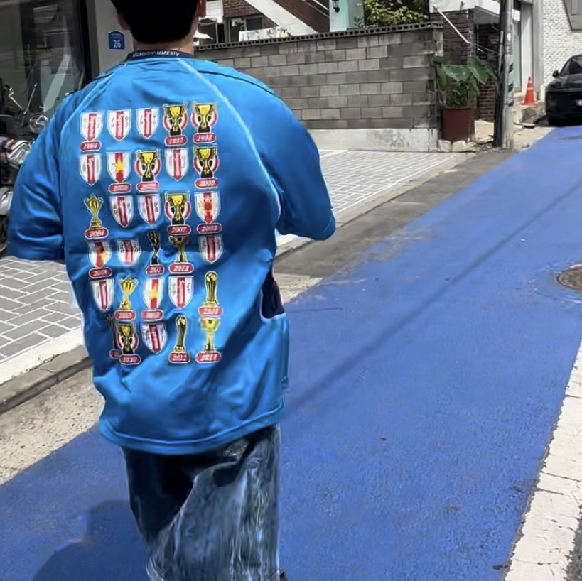 Supreme Jacquard Soccer Jersey Blue - 24SS 착용 스타일