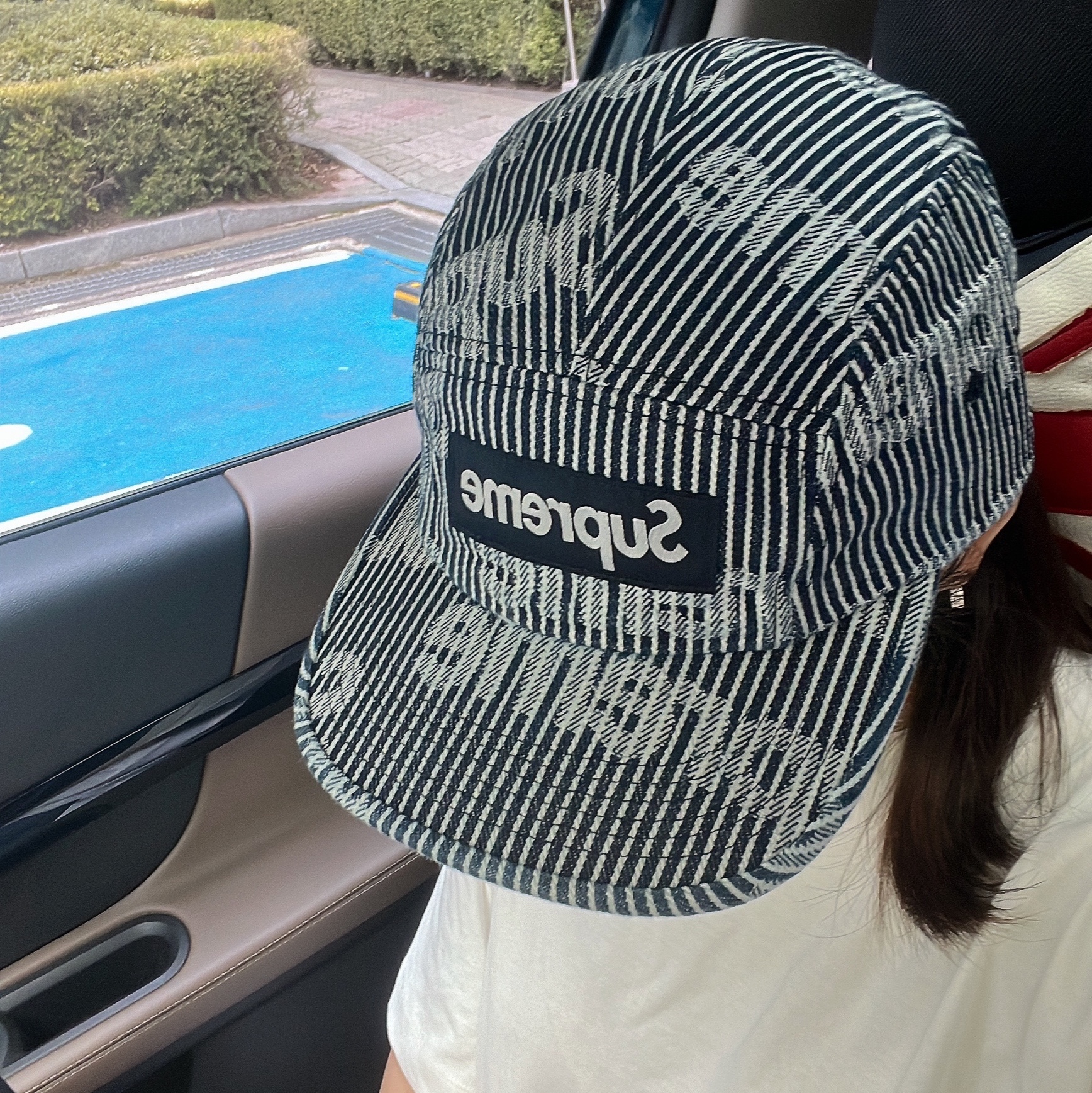 Supreme Denim Camp Cap Stripe - 24SS 착용 스타일