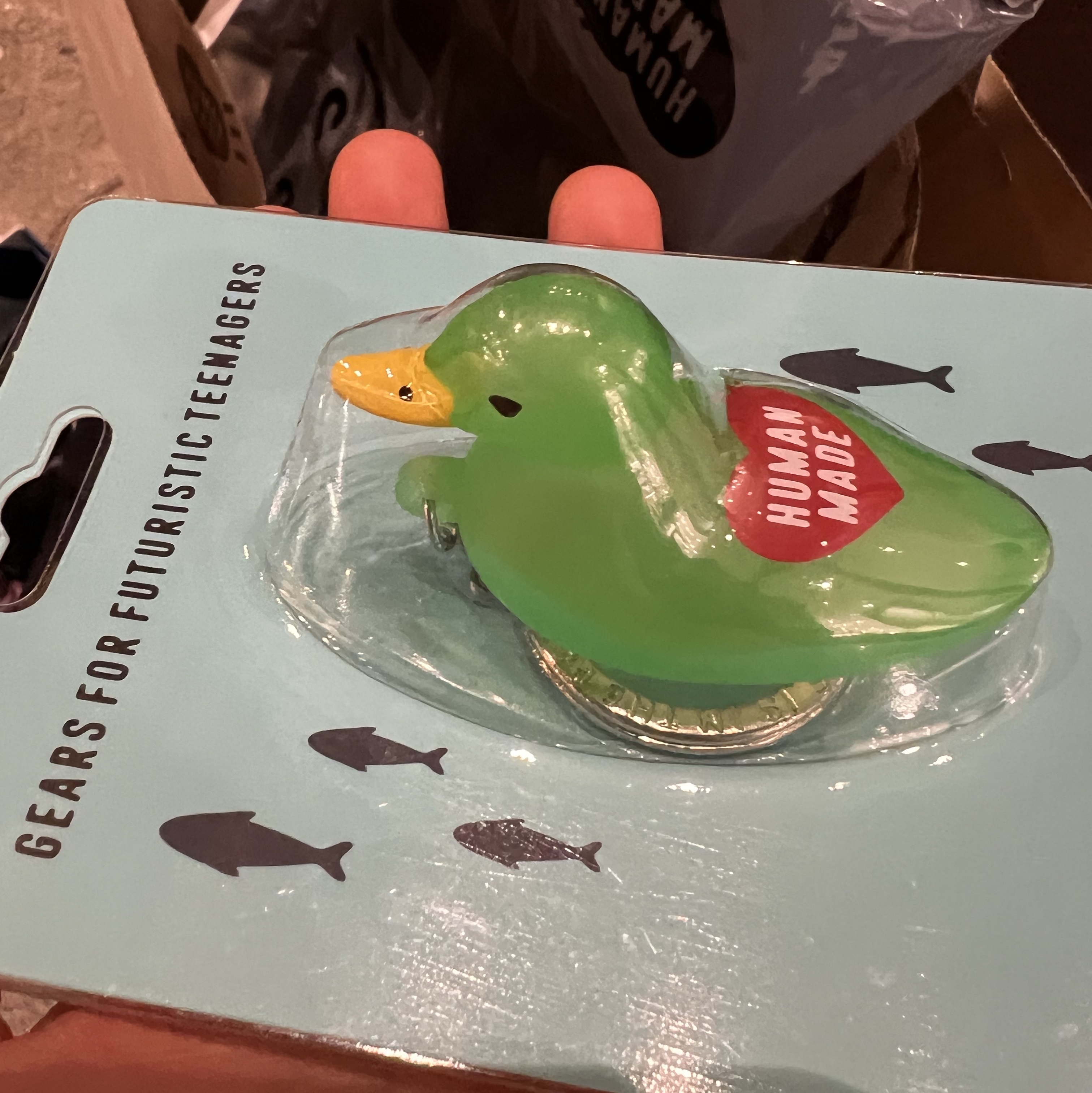 Human Made Duck PVC Key Chain Green 착용 스타일