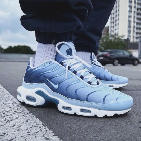 Nike Air Max Plus Gold and Raspberry Red, Nike Air Max Plus TNPO Wolf Grey and Black 착용 스타일 - 4