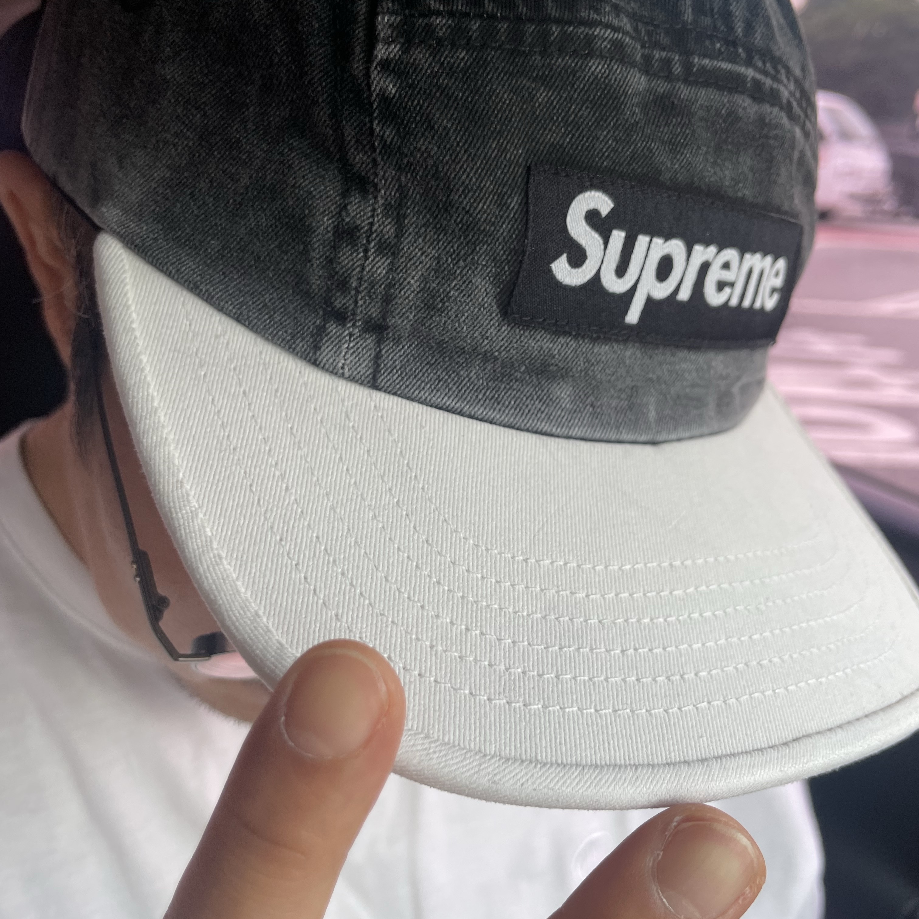 Supreme Pigment 2-Tone Camp Cap Black - 24SS 착용 스타일