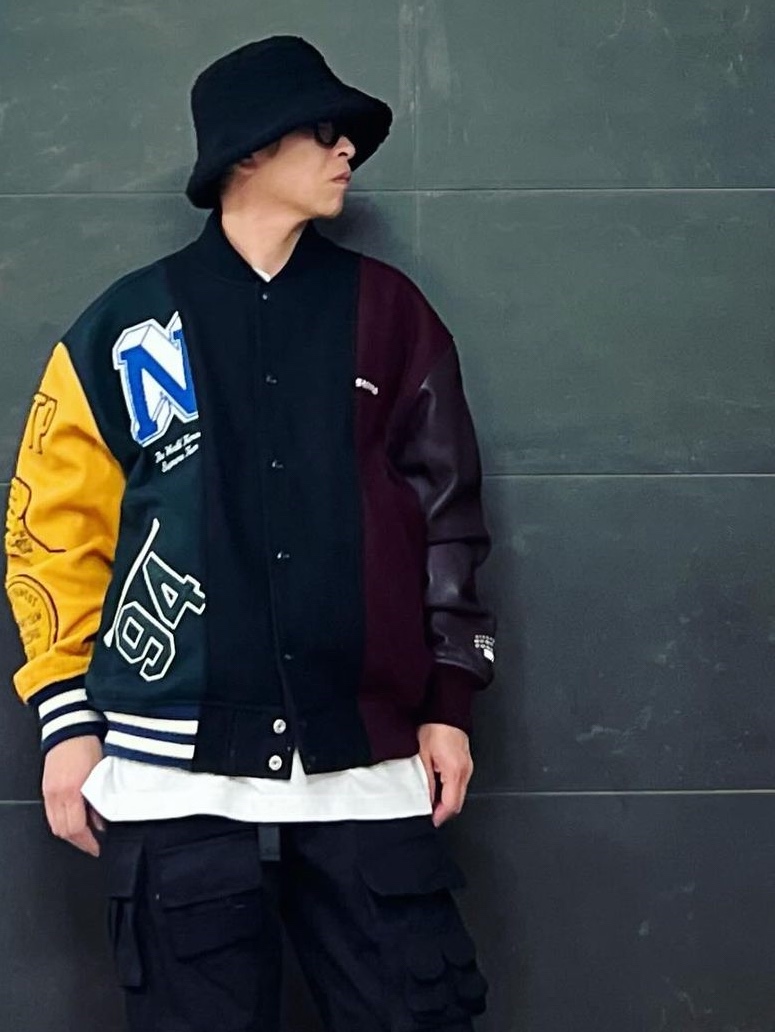 Supreme x MM6 Maison Margiela Split Varsity Jacket Multicolor - 24SS 착용 스타일 - 2