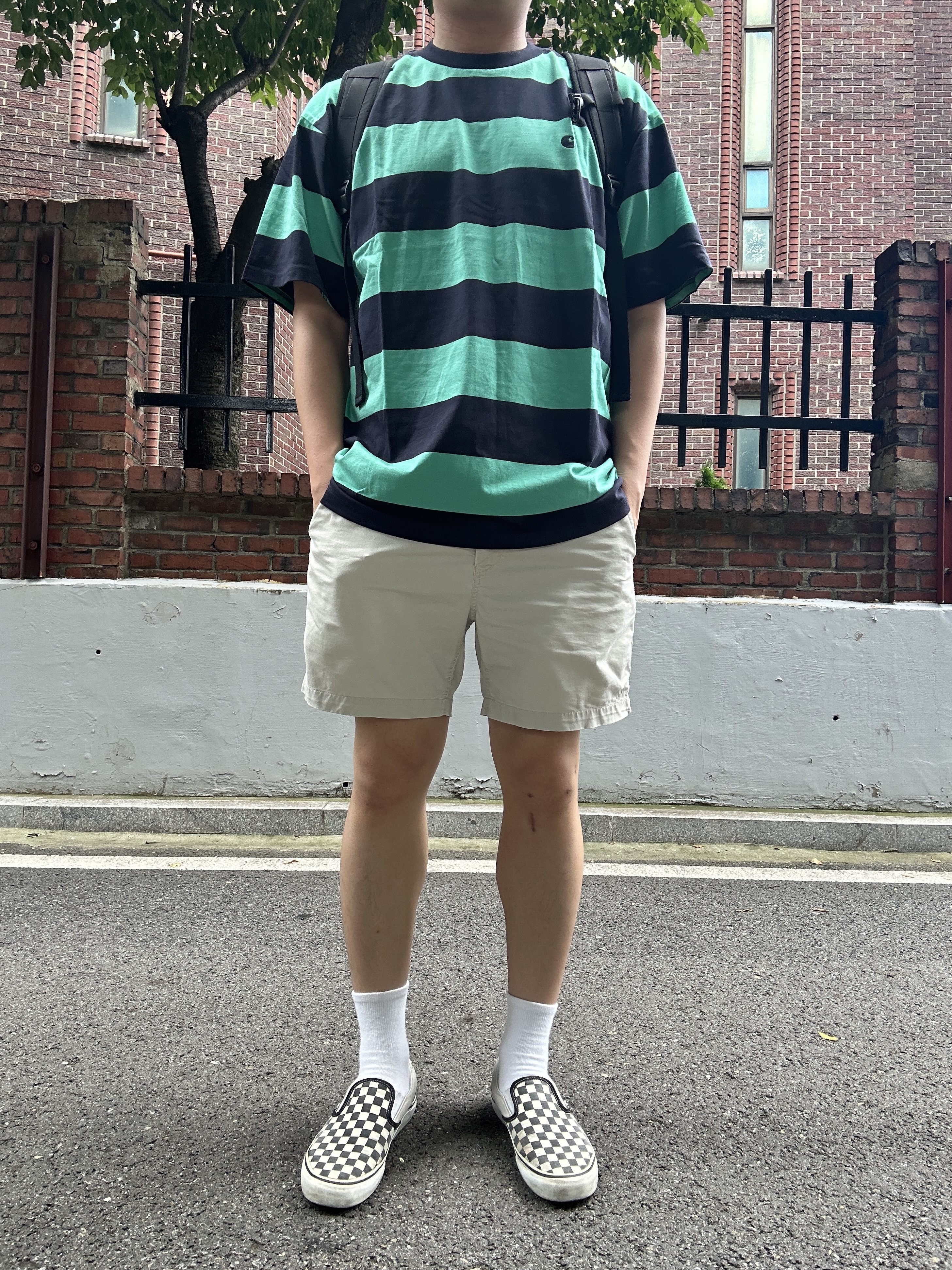 Vans Slip-On Checkerboard 착용 스타일 - 1