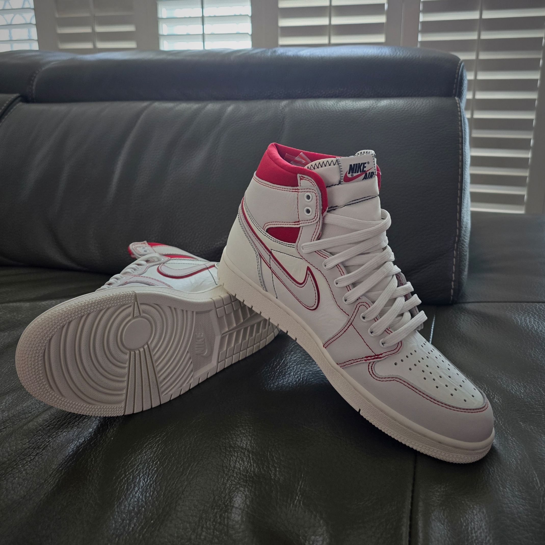 Jordan 1 Retro High Phantom Gym Red 착용 스타일 - 3