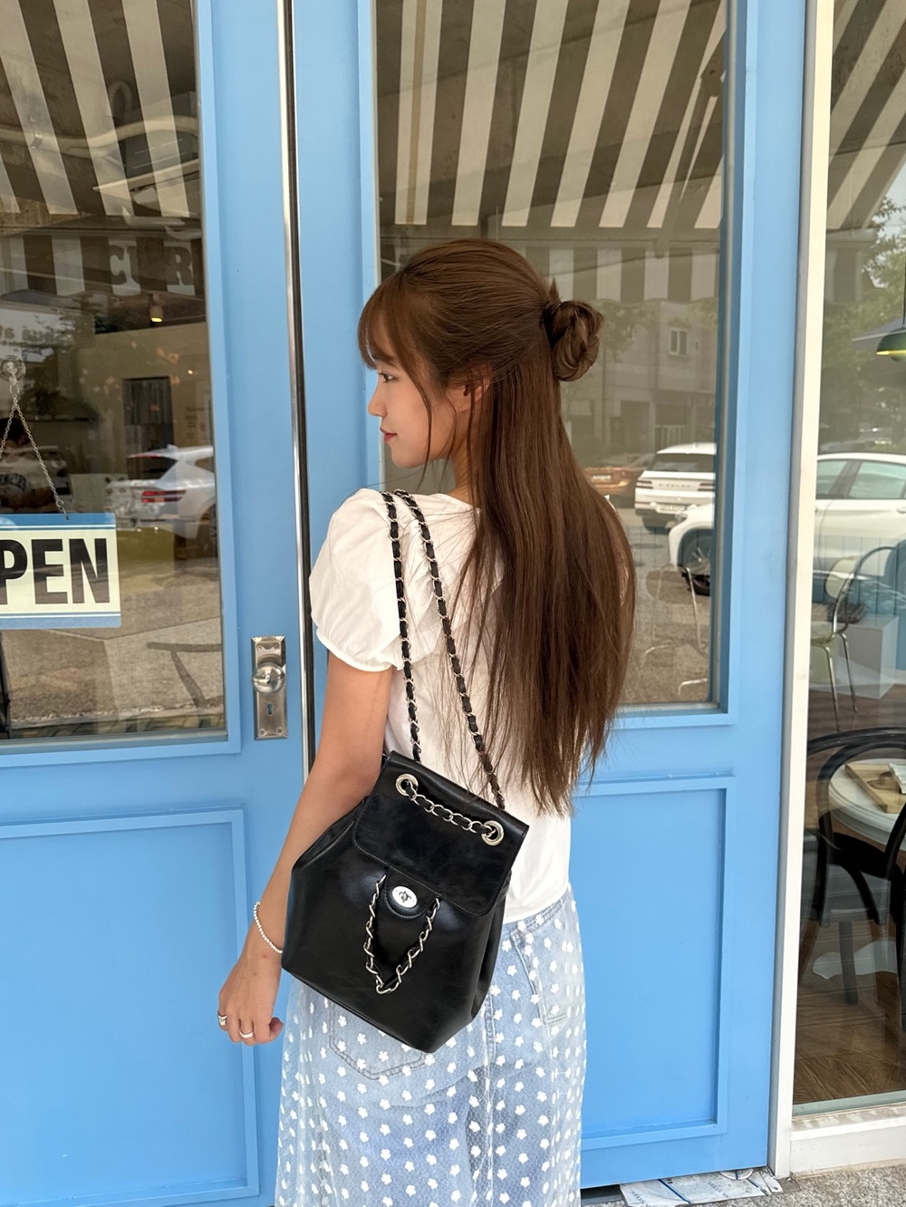 Anoetic Anc Classic Backpack Black, Tiffany & Co. 1837 Ring Narrow Silver 착용 스타일 - 4