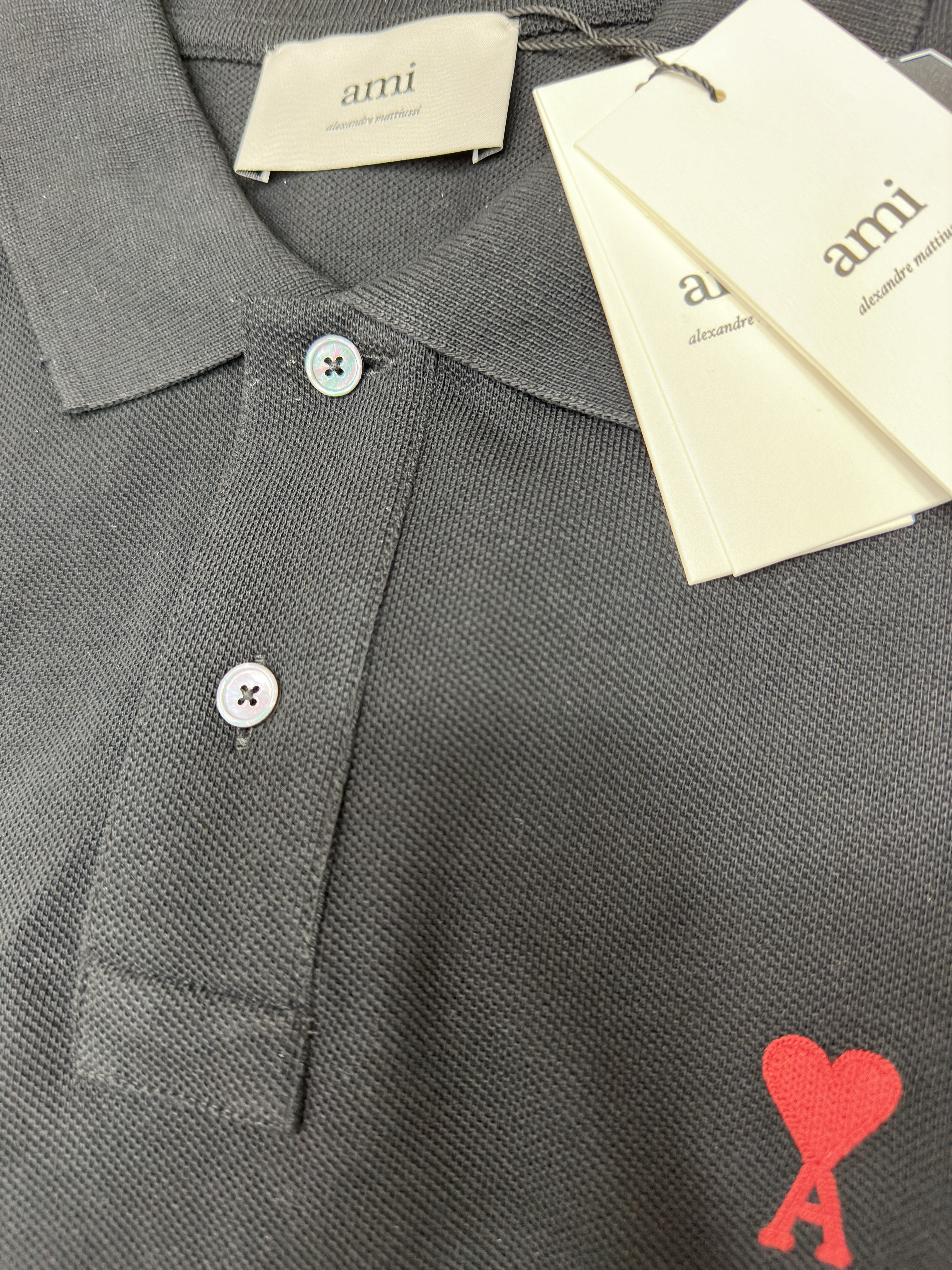 AMI de Coeur Polo Shirt Black 착용 스타일