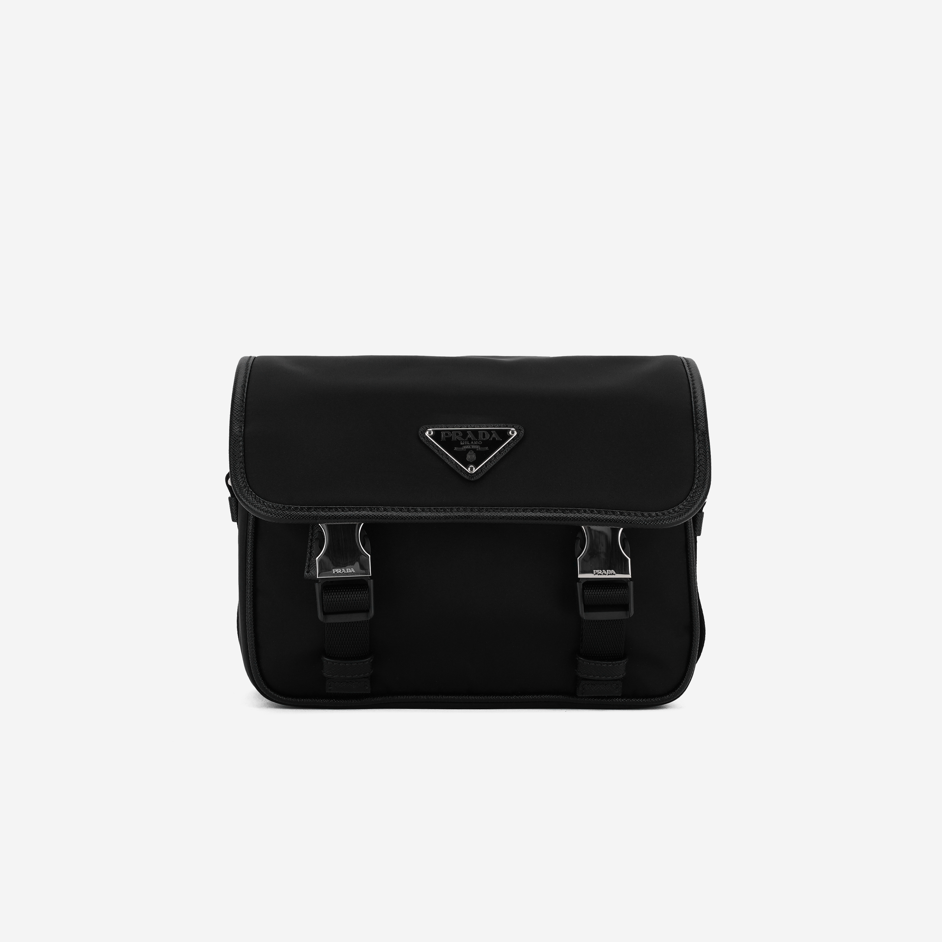 Prada Re-Nylon and Saffiano Leather Shoulder Bag Black