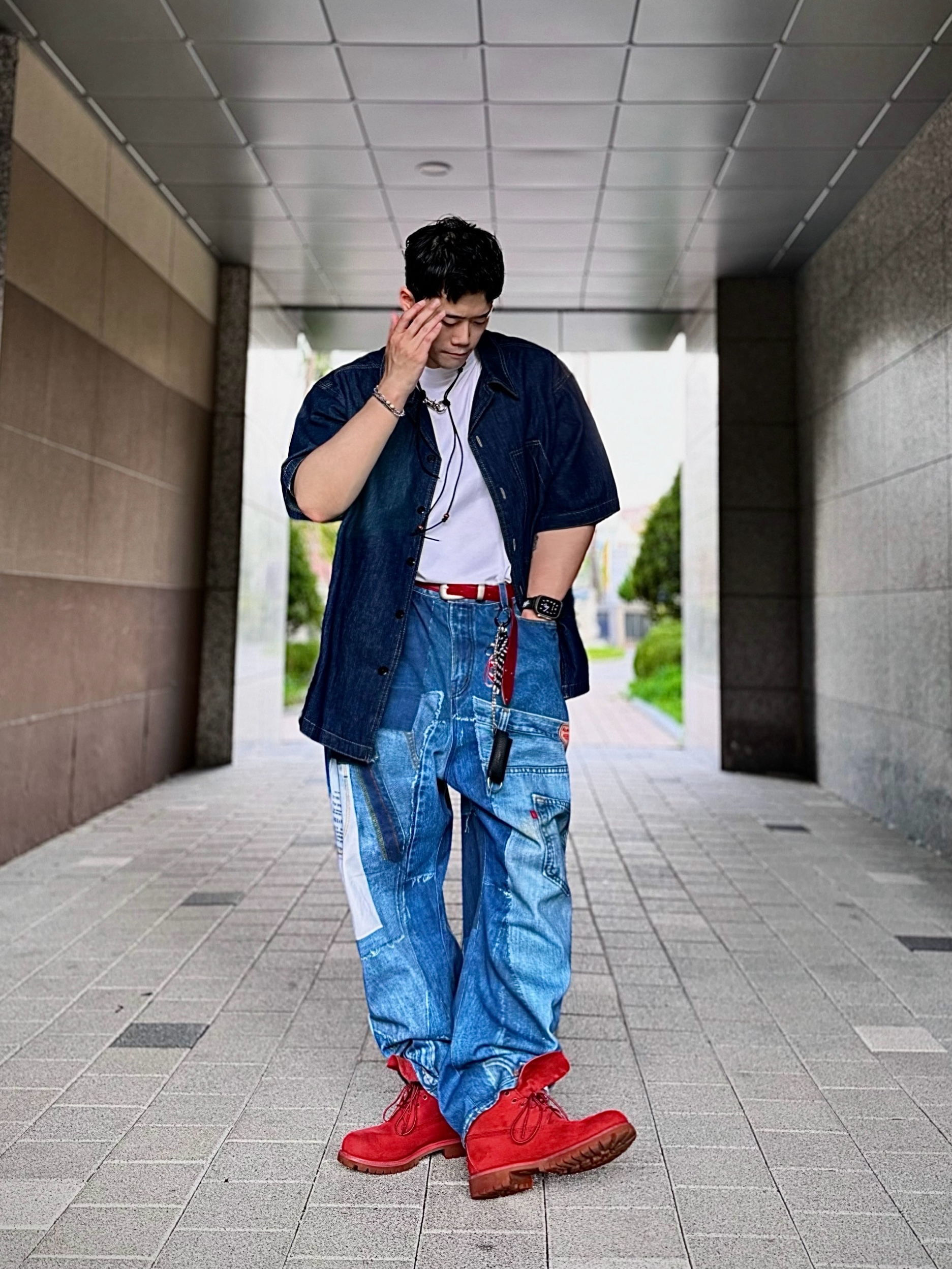 Matin Kim Western Style Belt Red, Timberland Premium 6 inch Waterproof Boot Red - Wide 착용 스타일 - 3