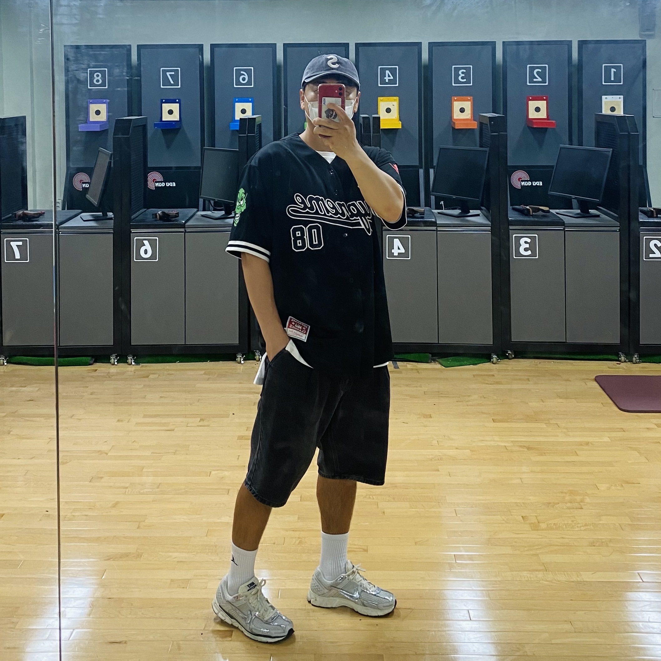 Supreme Mitchell & Ness Downtown Hell Baseball Jersey Black - 23FW 착용 스타일