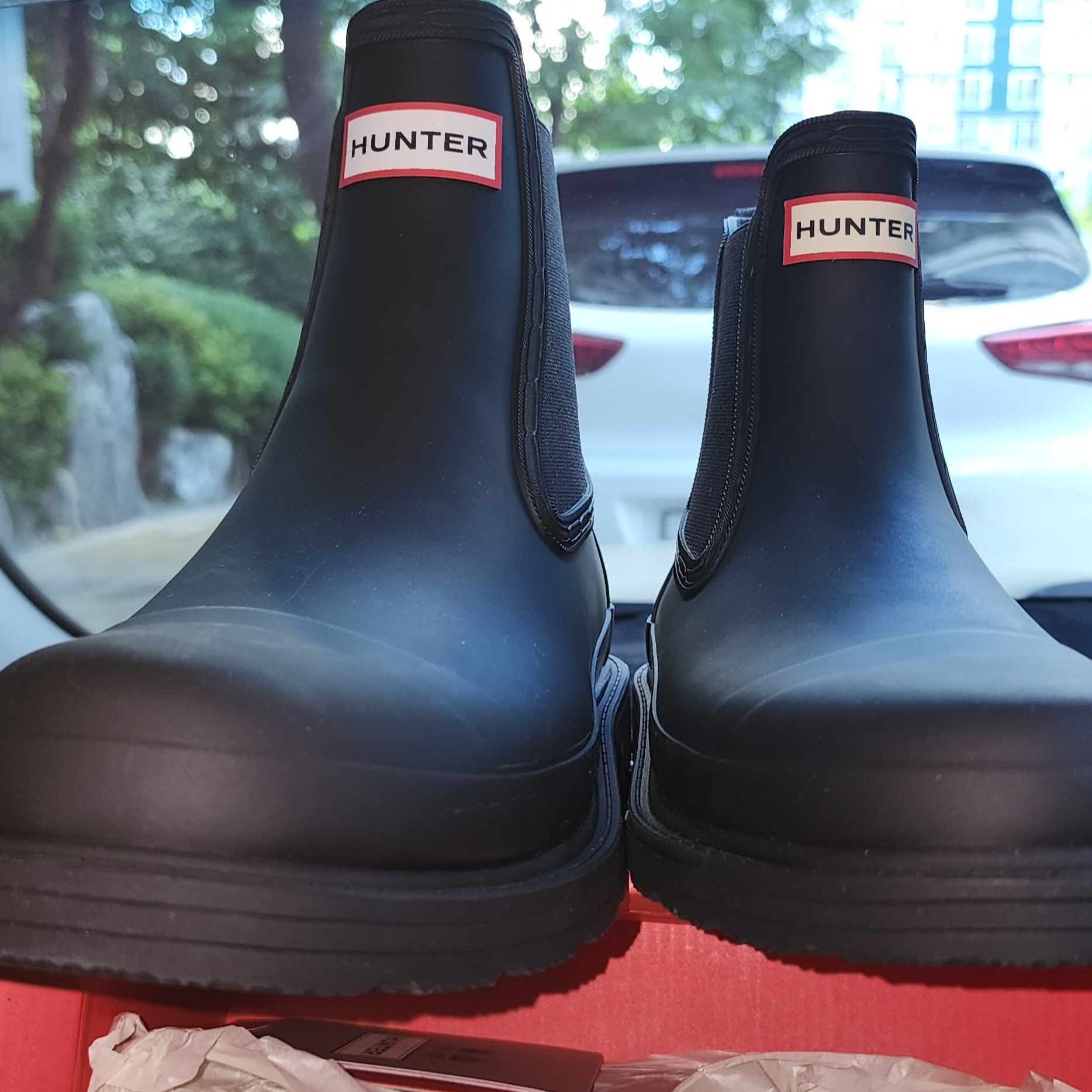 (W) Hunter Commando Chelsea Boots Black 착용 스타일