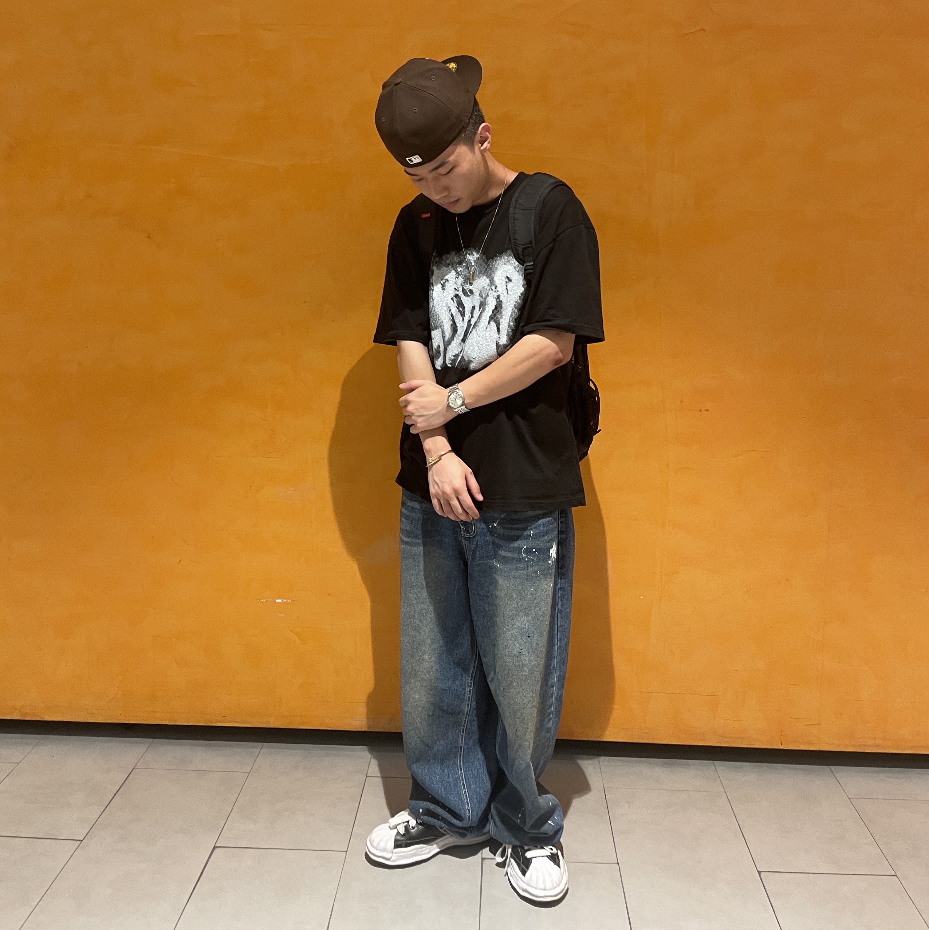 Maison Mihara Yasuhiro Blakey OG Sole Seamless Leather Low-top Sneakers Black 착용 스타일 - 1