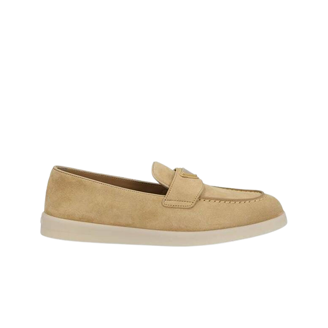 1D222N-3LOL-F0379 (W) Prada Suede Leather Loafers Ecru