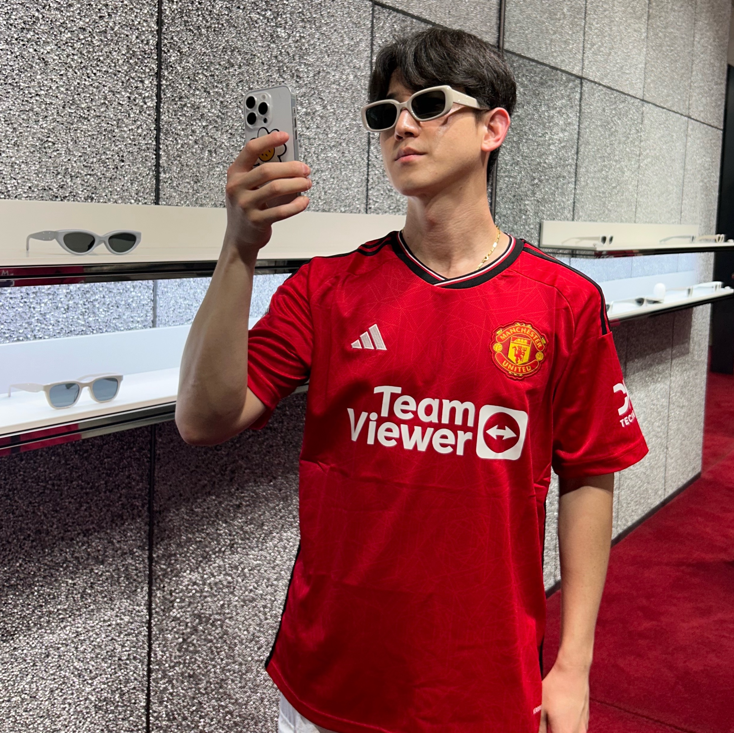 Adidas Manchester United 2023/24 Home Jersey Team Collegiate Red - KR Sizing (Non Marking Ver.) 착용 스타일