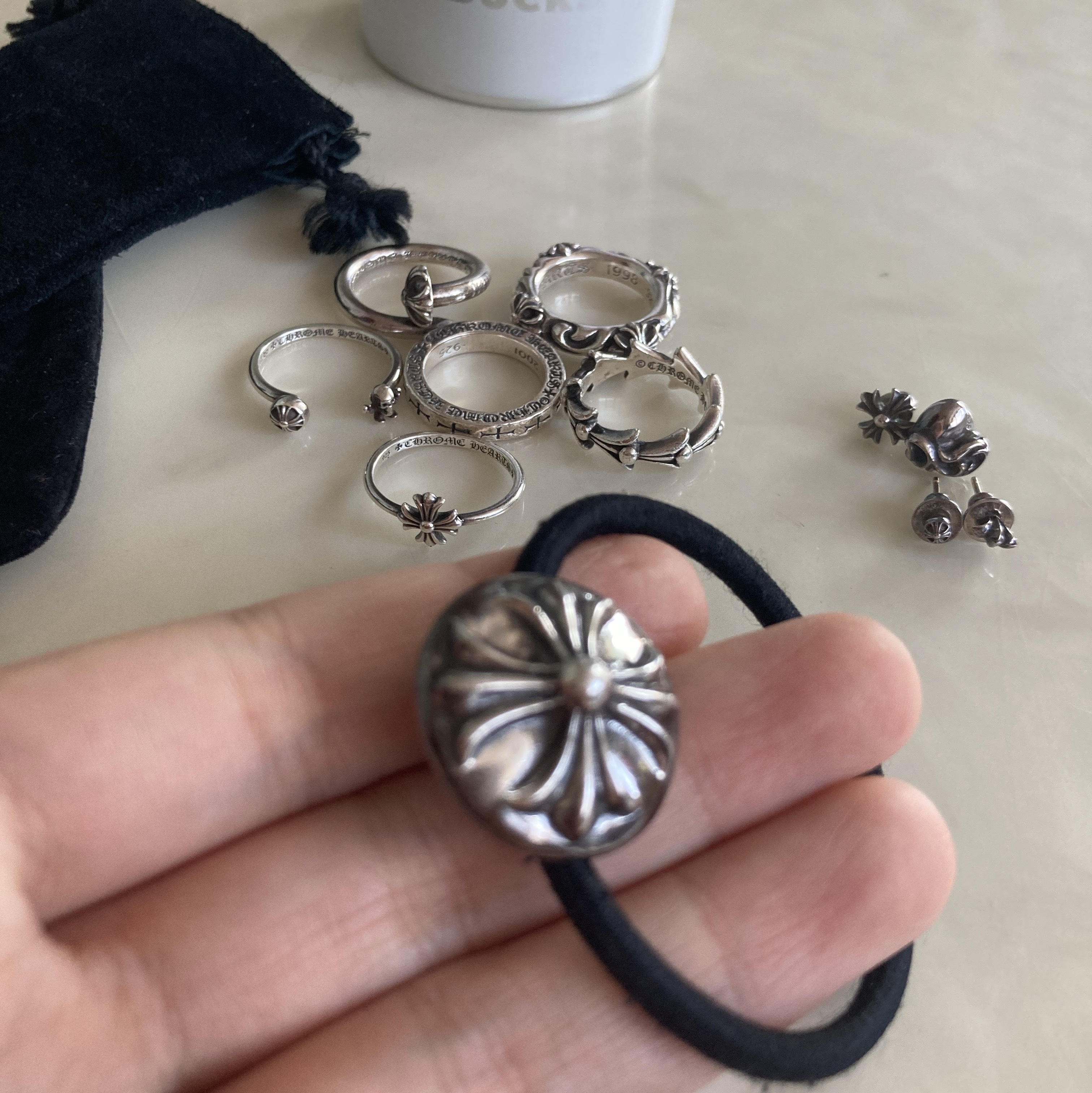 Chrome Hearts SBT Band Ring Silver 착용 스타일 - 3