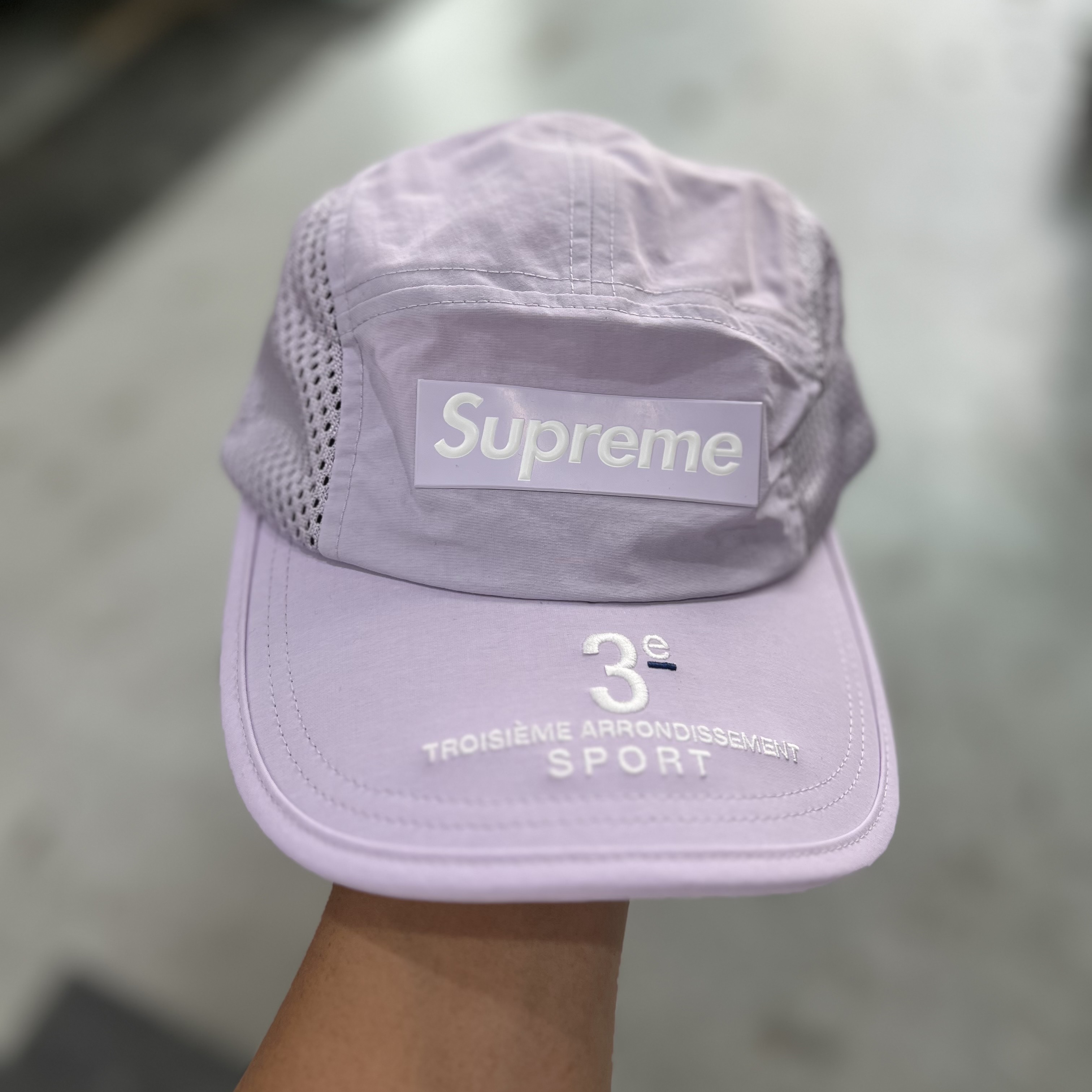 Supreme Mesh Side Panel Camp Cap Lavender - 24SS 착용 스타일
