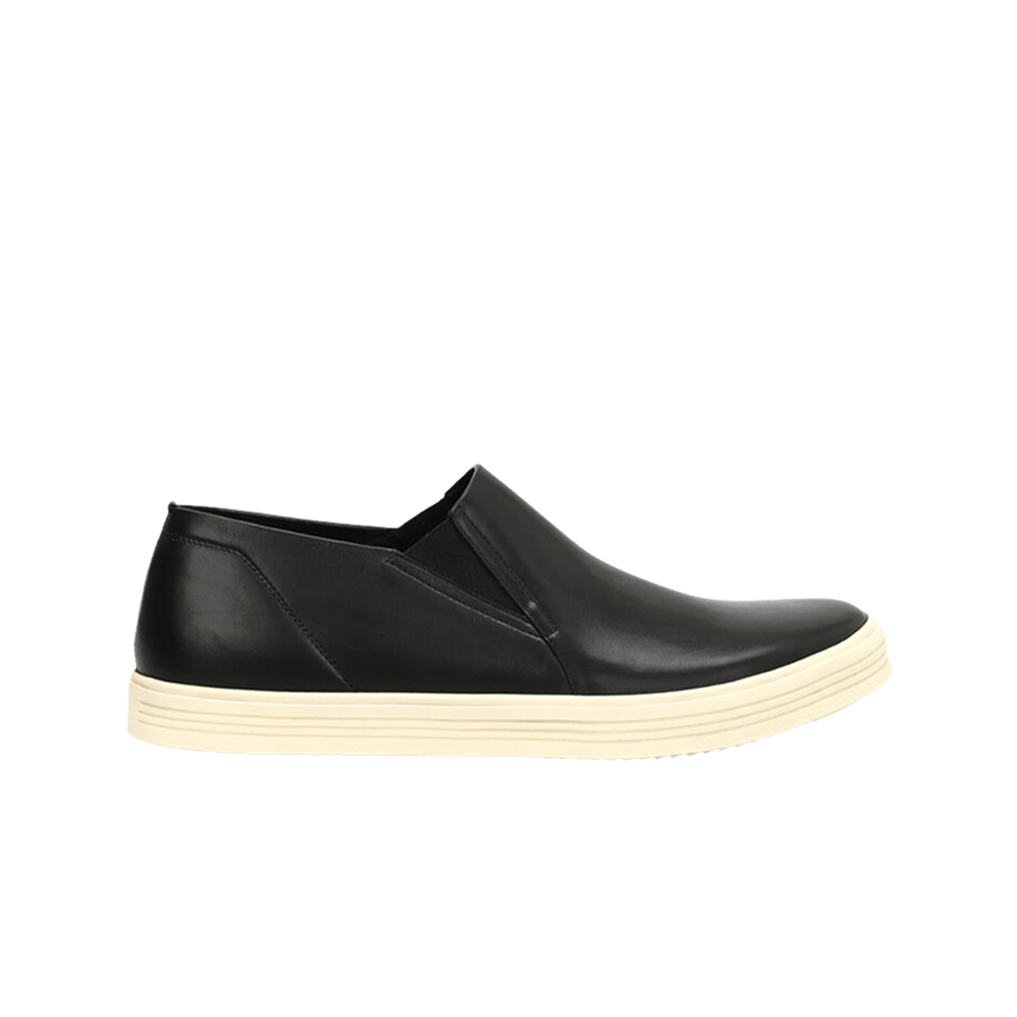 RU17S9865-LBO-91 Rick Owens Rounded Toe Leather Slip-Ons Black Milk