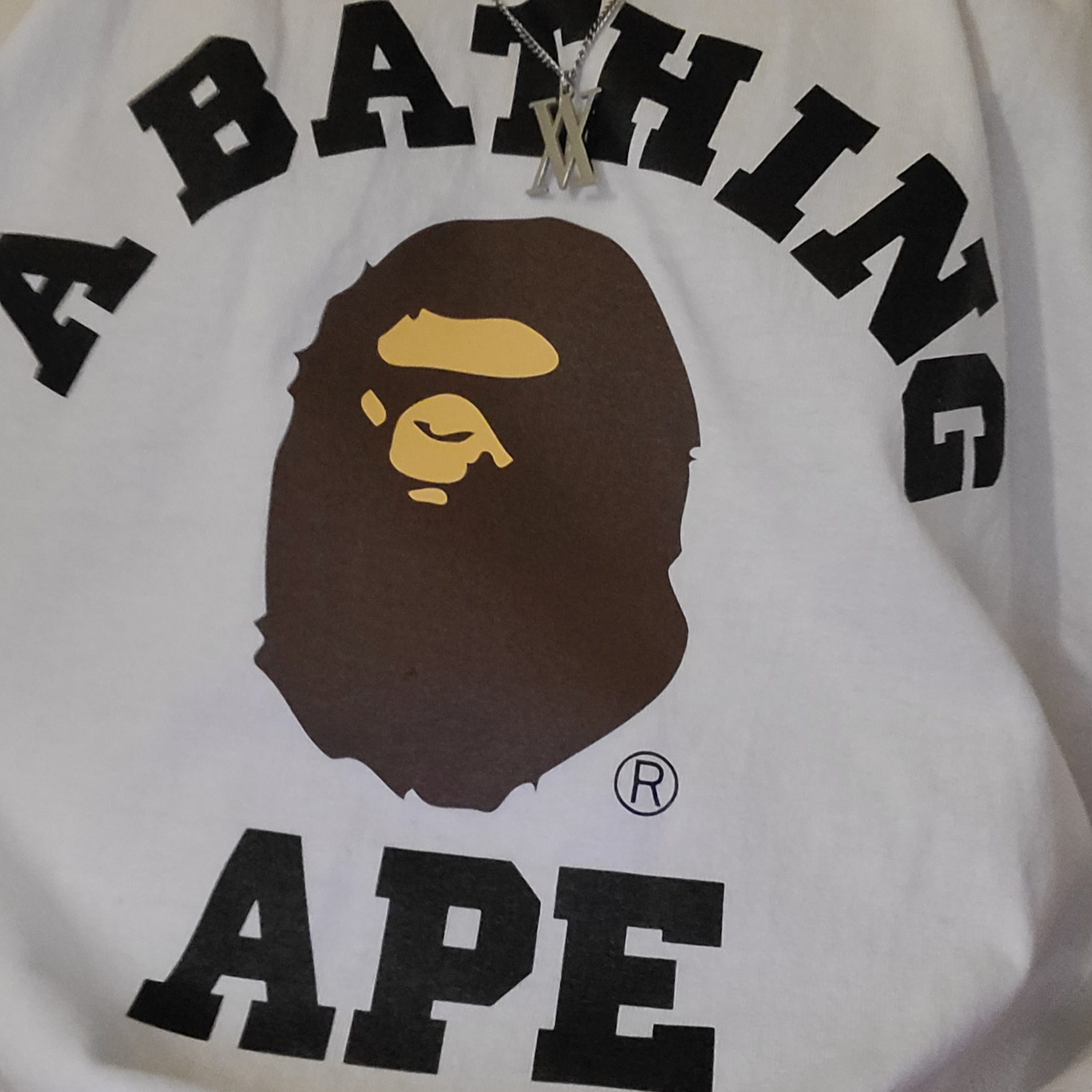 BAPE College T-Shirt White 착용 스타일