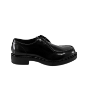 Prada Brushed Leather Lace-Up Shoes Black