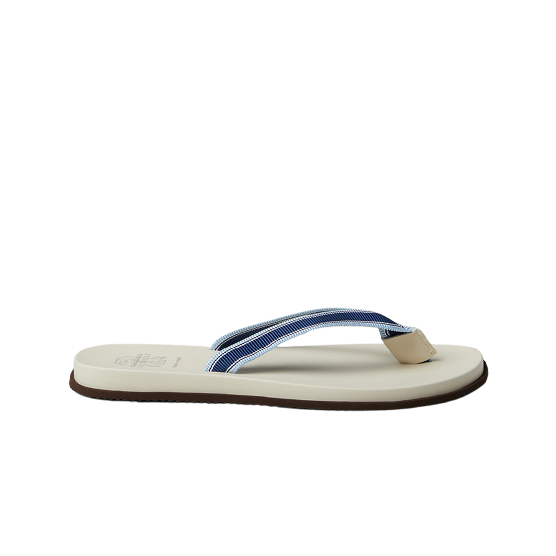 브루넬로 쿠치넬리 스트라이프 그로그랭 밴드 플립플랍 데님(Brunello Cucineli Flip Flops with Striped Grosgrain Band Denim)