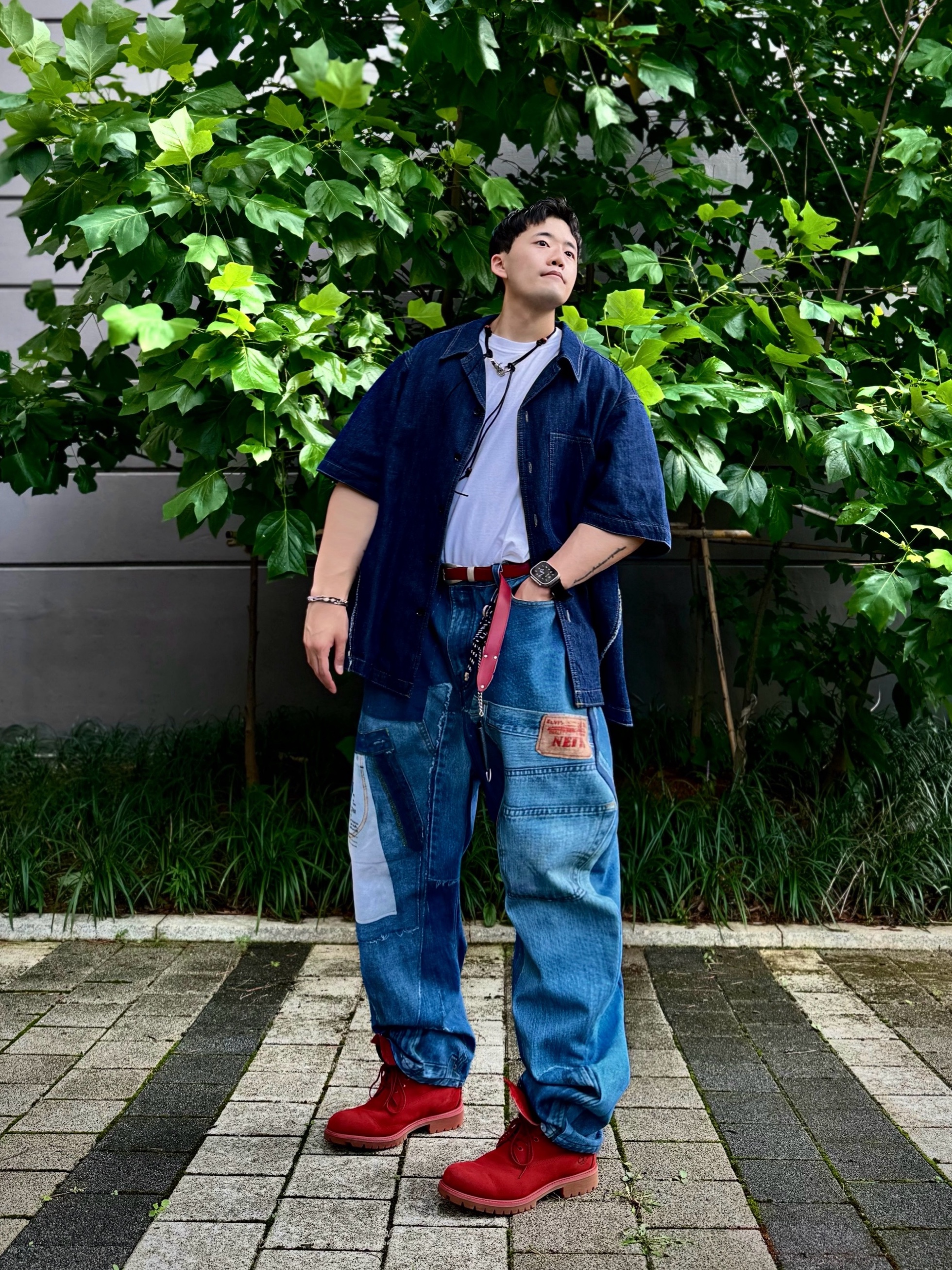 Matin Kim Western Style Belt Red, Timberland Premium 6 inch Waterproof Boot Red - Wide 착용 스타일 - 2
