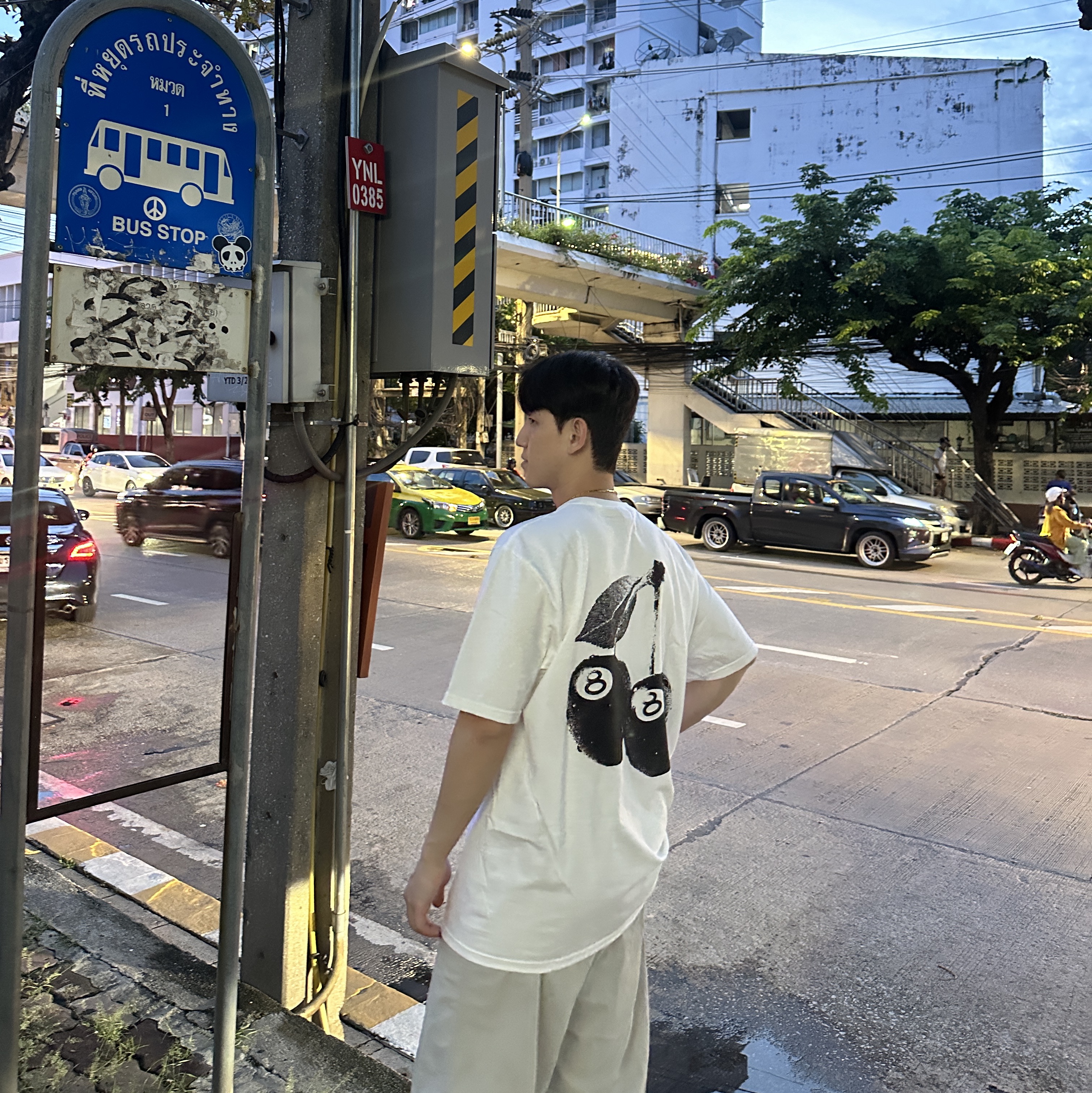 Stussy Cherries T-Shirt White 착용 스타일