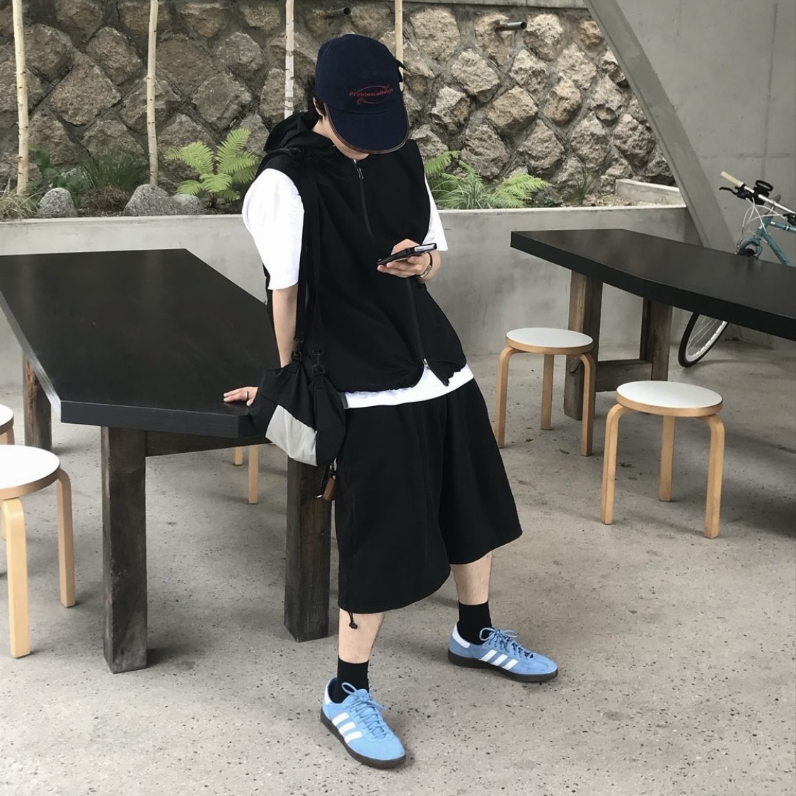 Problemallways Logo Denim Pocket Camp Cap Blue 착용 스타일 - 1