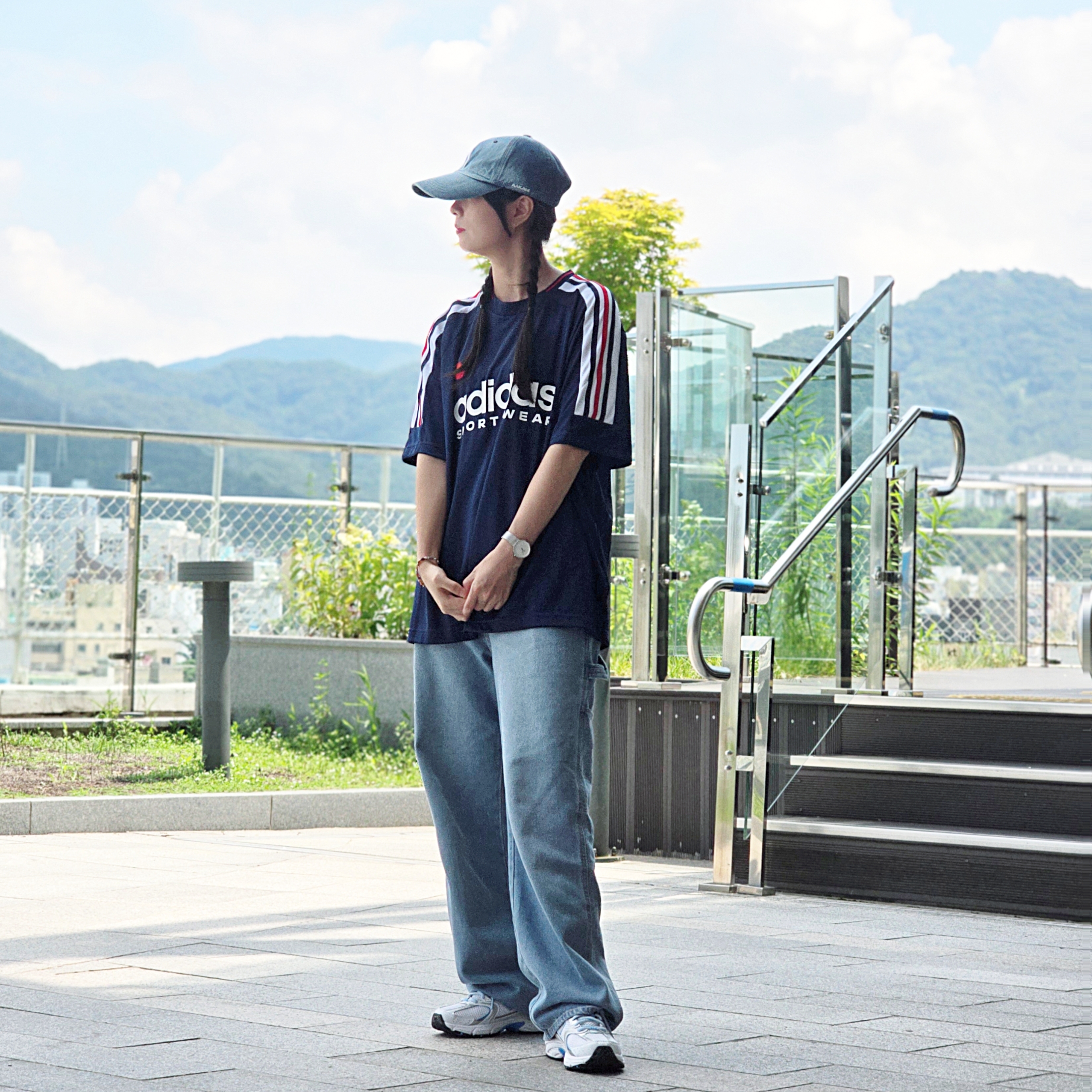 Adidas House of Tiro Nations Pack T-Shirt Team Navy Blue 2 - KR Sizing, New Balance 530 Sky Blue 착용 스타일 - 1