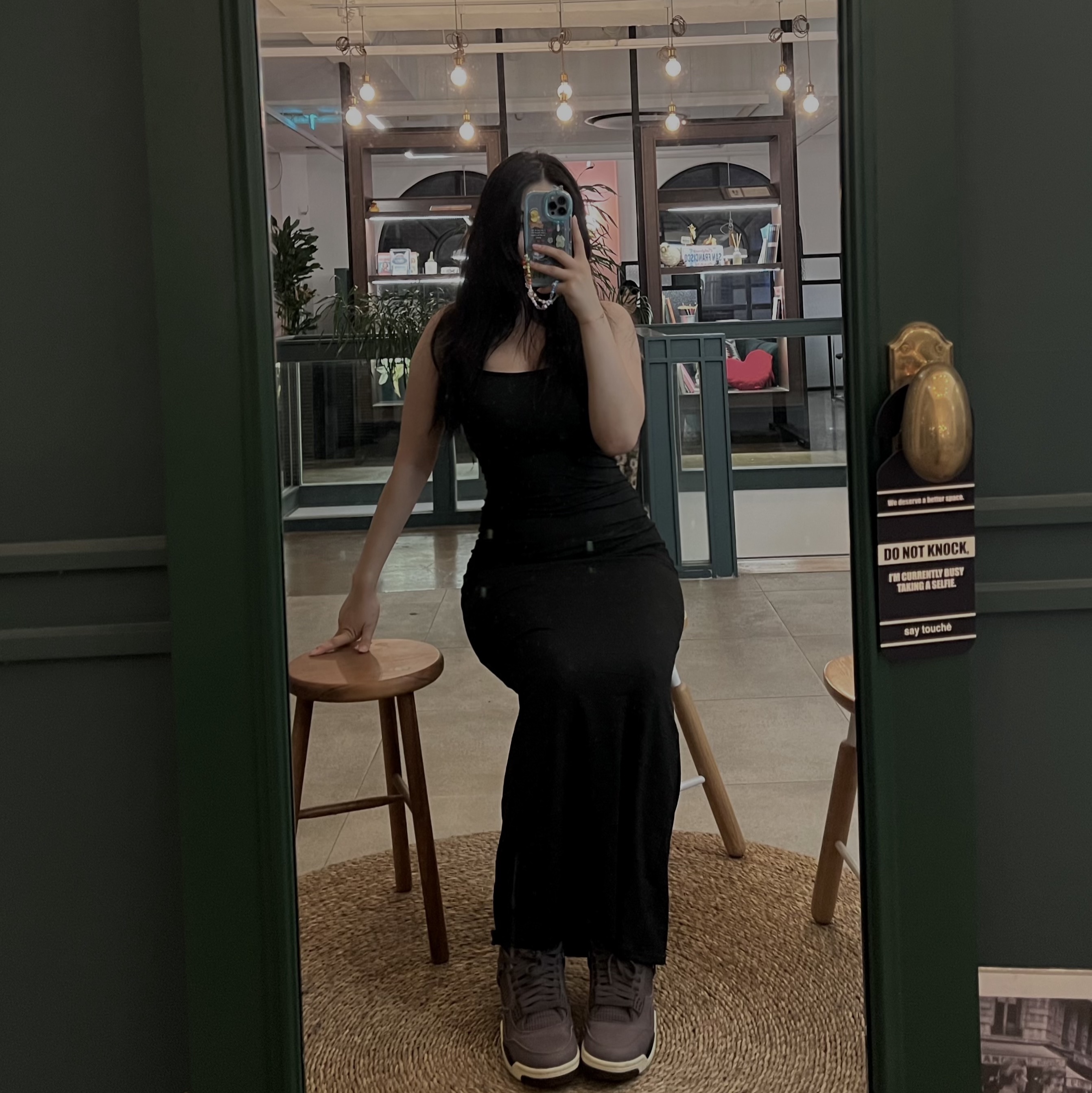 (W) Skims Fits Everybody Long Slip Dress Onyx, Jordan 4 x A Ma Maniere Retro Violet Ore 착용 스타일 - 2