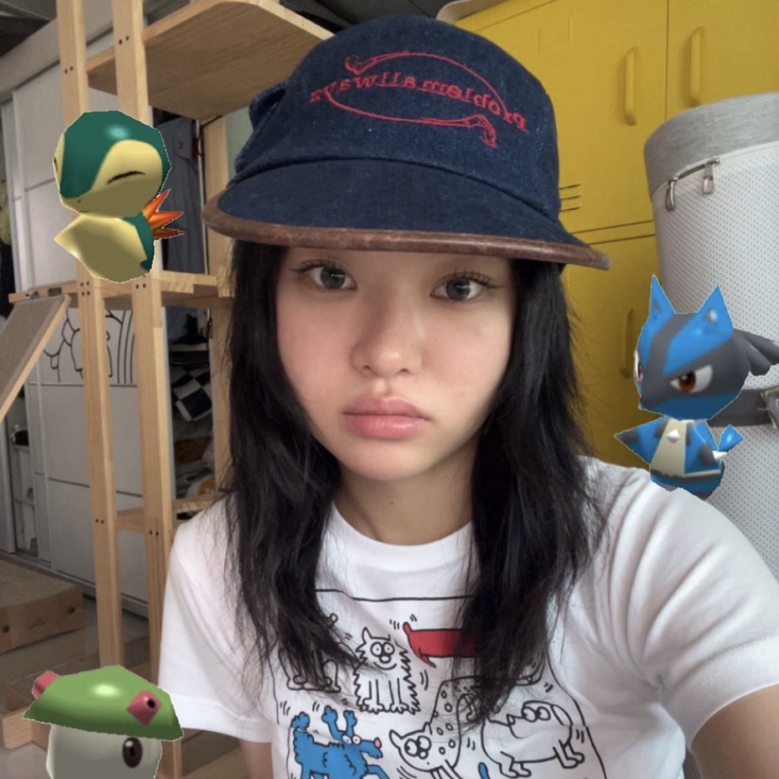 Problemallways Logo Denim Pocket Camp Cap Blue 착용 스타일 - 1