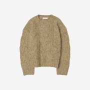 Siyazu SIKN2053 Mohair Overfit Cable Knit Khaki Brown