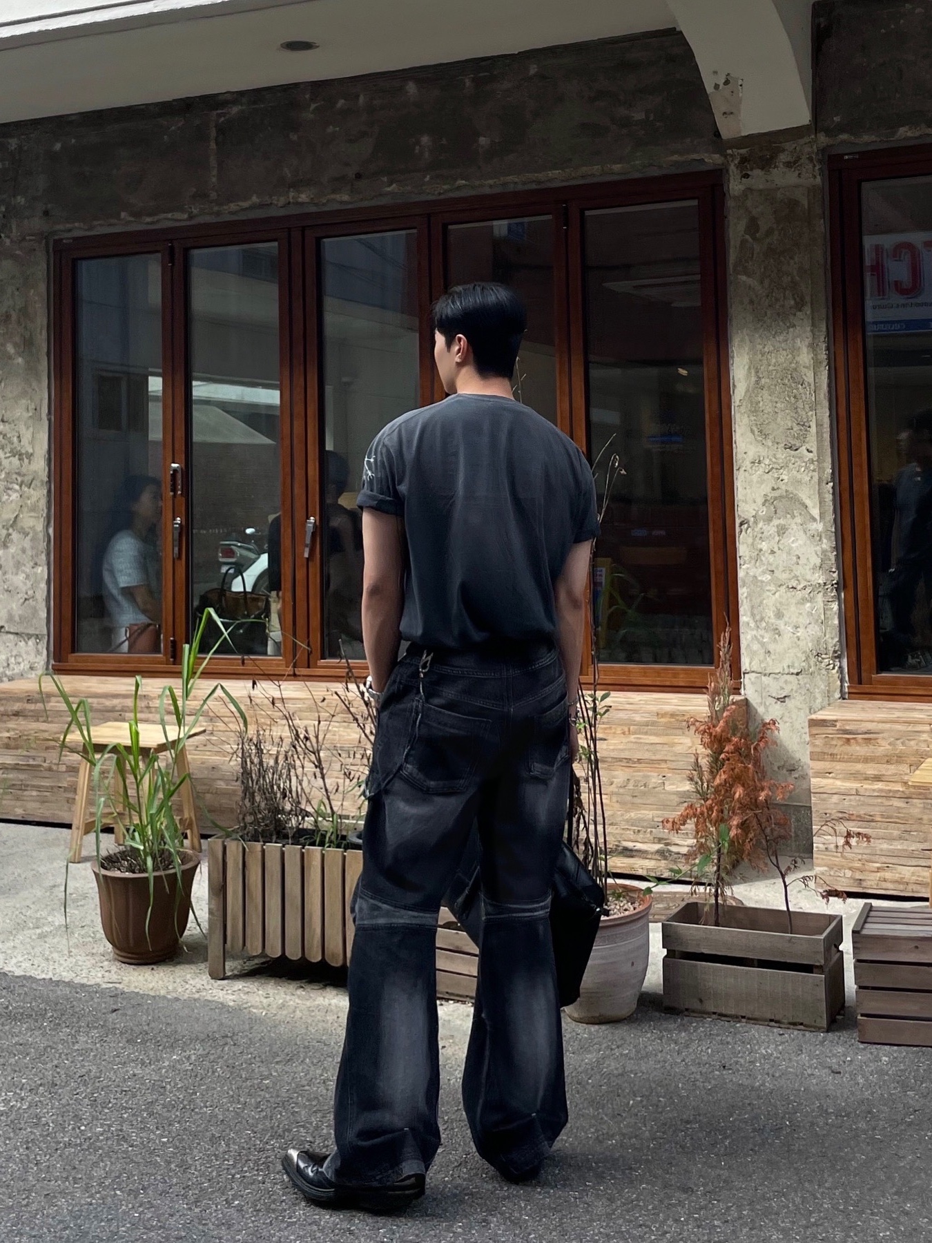 BLR Double Yoke Biker Washing Denim Pants Black (RENEW.) 착용 스타일