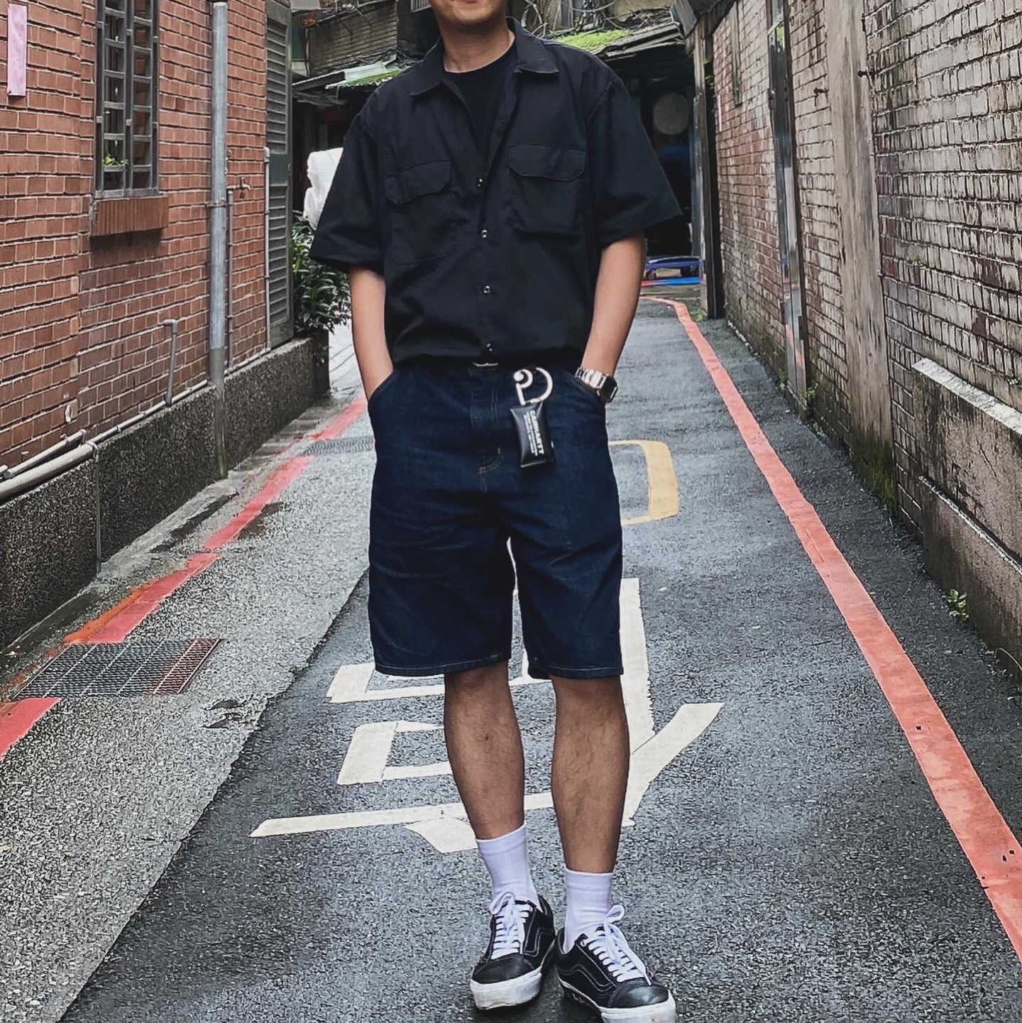 Vans Vault x Mastermind OG Old Skool LX Black 착용 스타일