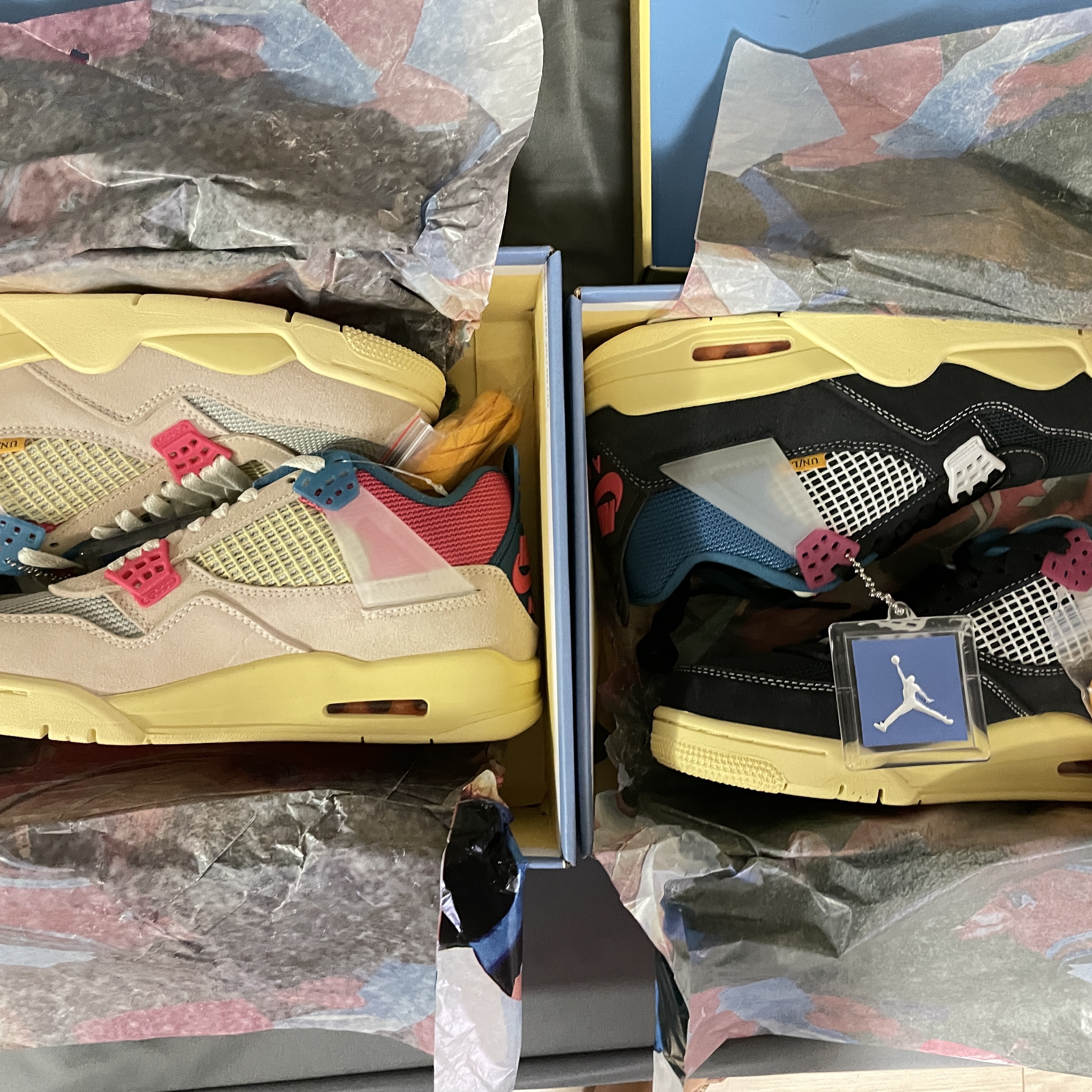 Jordan 4 x Union Retro Guava Ice, Jordan 4 x Union Retro Off Noir 착용 스타일