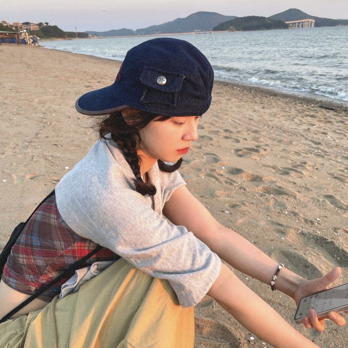 Problemallways Logo Denim Pocket Camp Cap Blue 착용 스타일 - 4