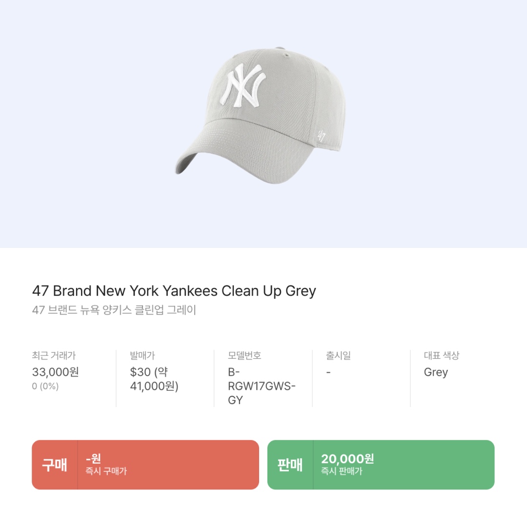 47 Brand New York Yankees Clean Up Grey 착용 스타일 - 2