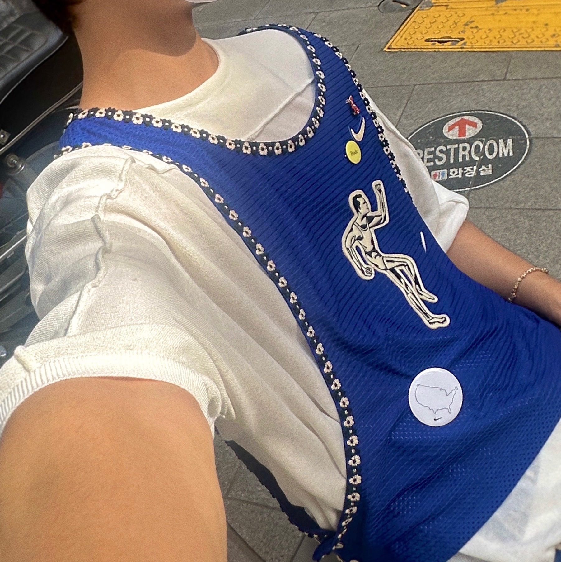 Nike x Bode Scrimmage Pinny Deep Royal Blue - Asia, Nike x Bode Scrimmage Shorts Ecru Deep Royal Blue - Asia 착용 스타일 - 2