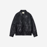 Siyazu SIOT4079 Fake Leather Bomber Jacket Black